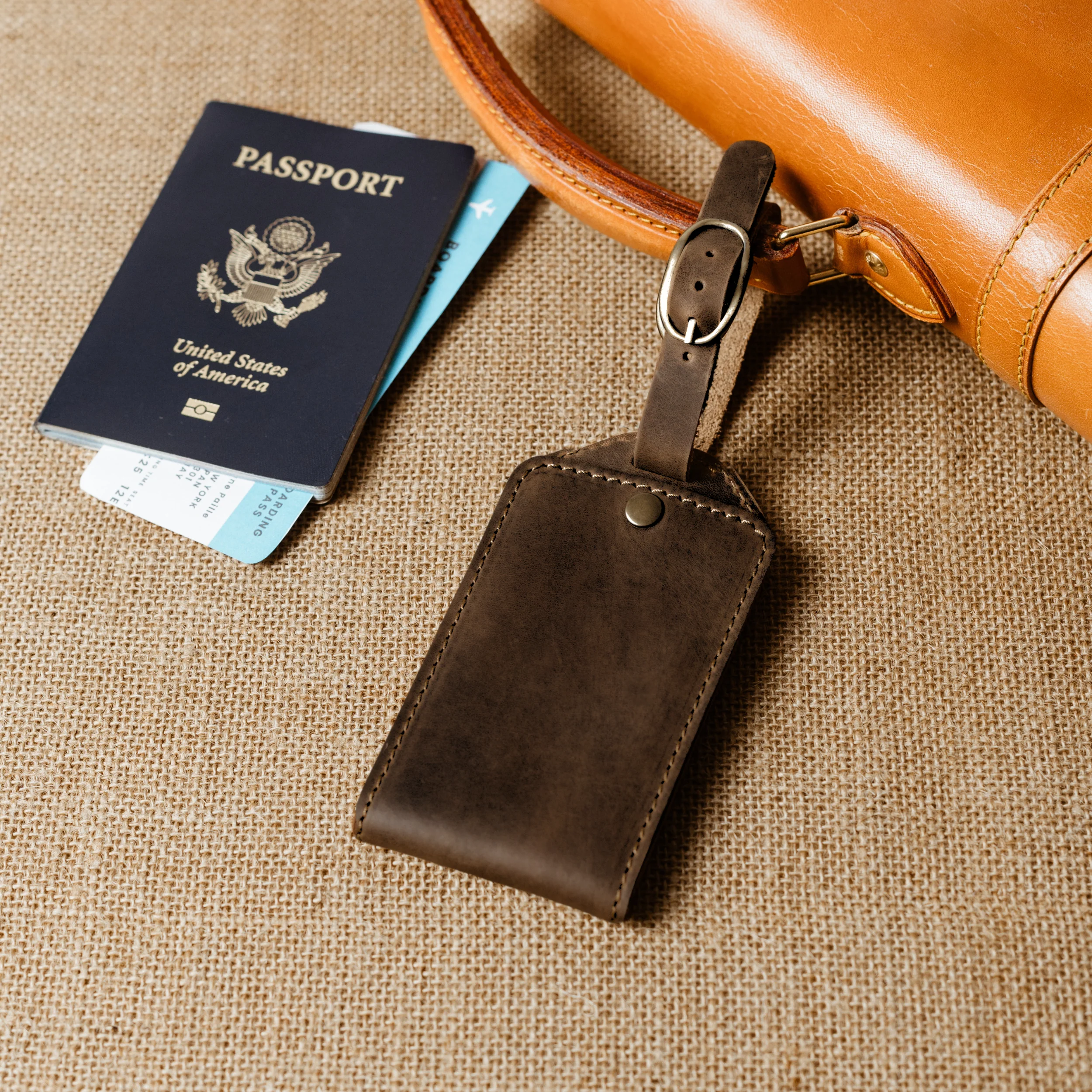 Bond Leather Luggage Tag | Chestnut Brown - Image 2