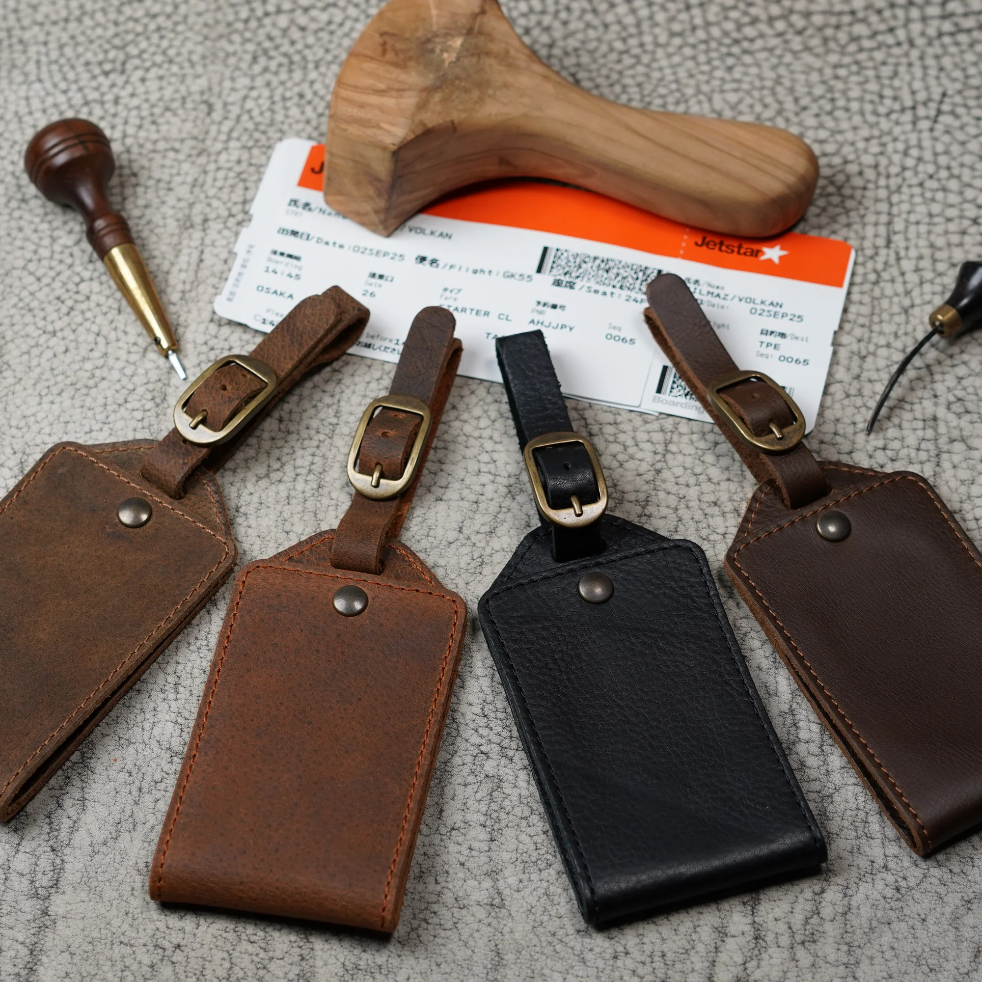 Bond Leather Luggage Tag | Dual Tone Coffee - Image 3