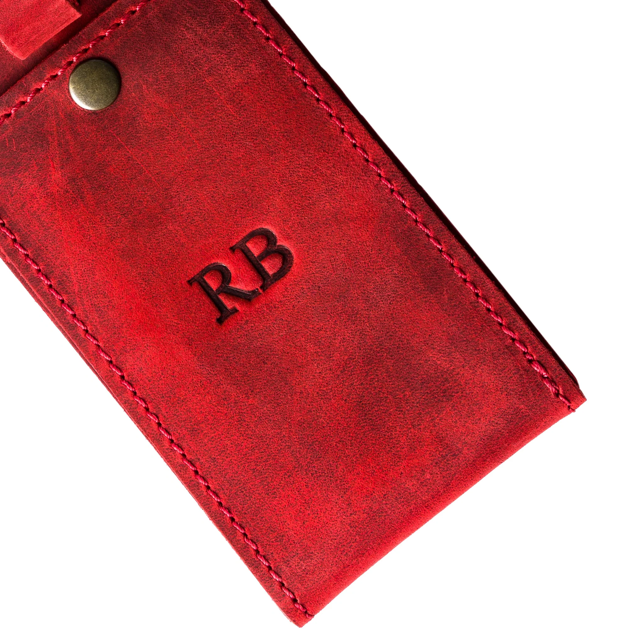 Bond Leather Luggage Tag | Rose Red - Image 3