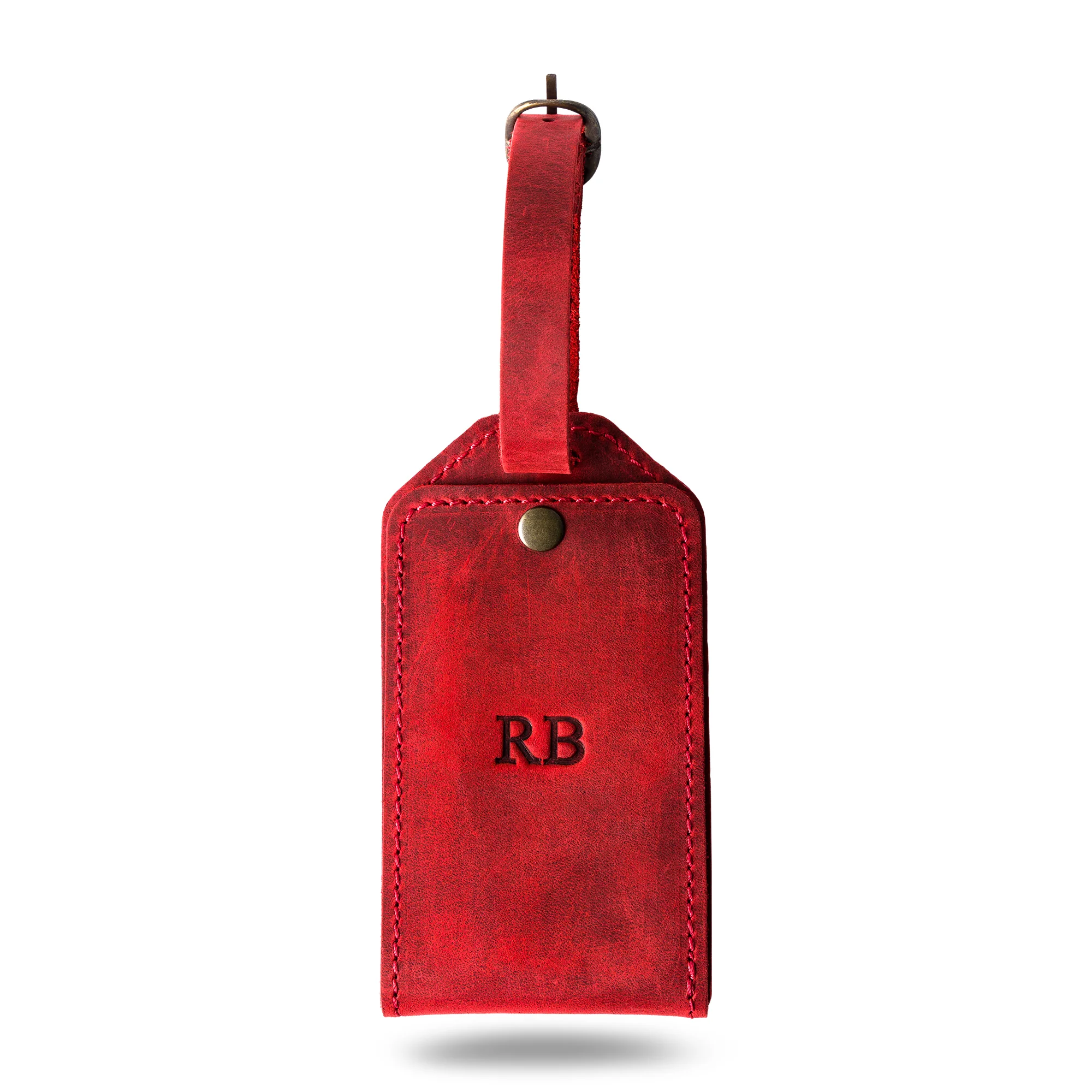 Bond Leather Luggage Tag | Rose Red - Image 4