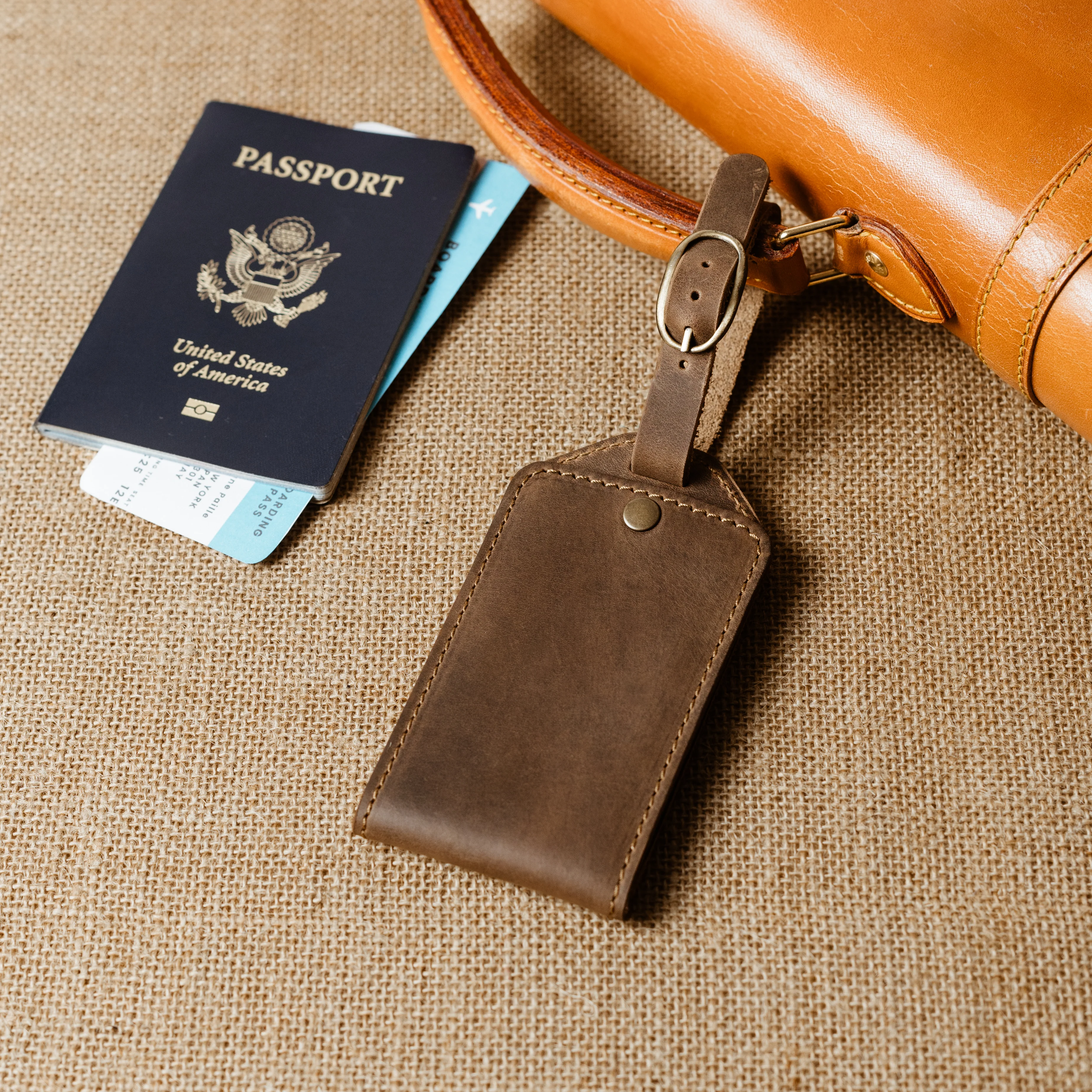 Bond Leather Luggage Tag | Sand Brown - Image 3