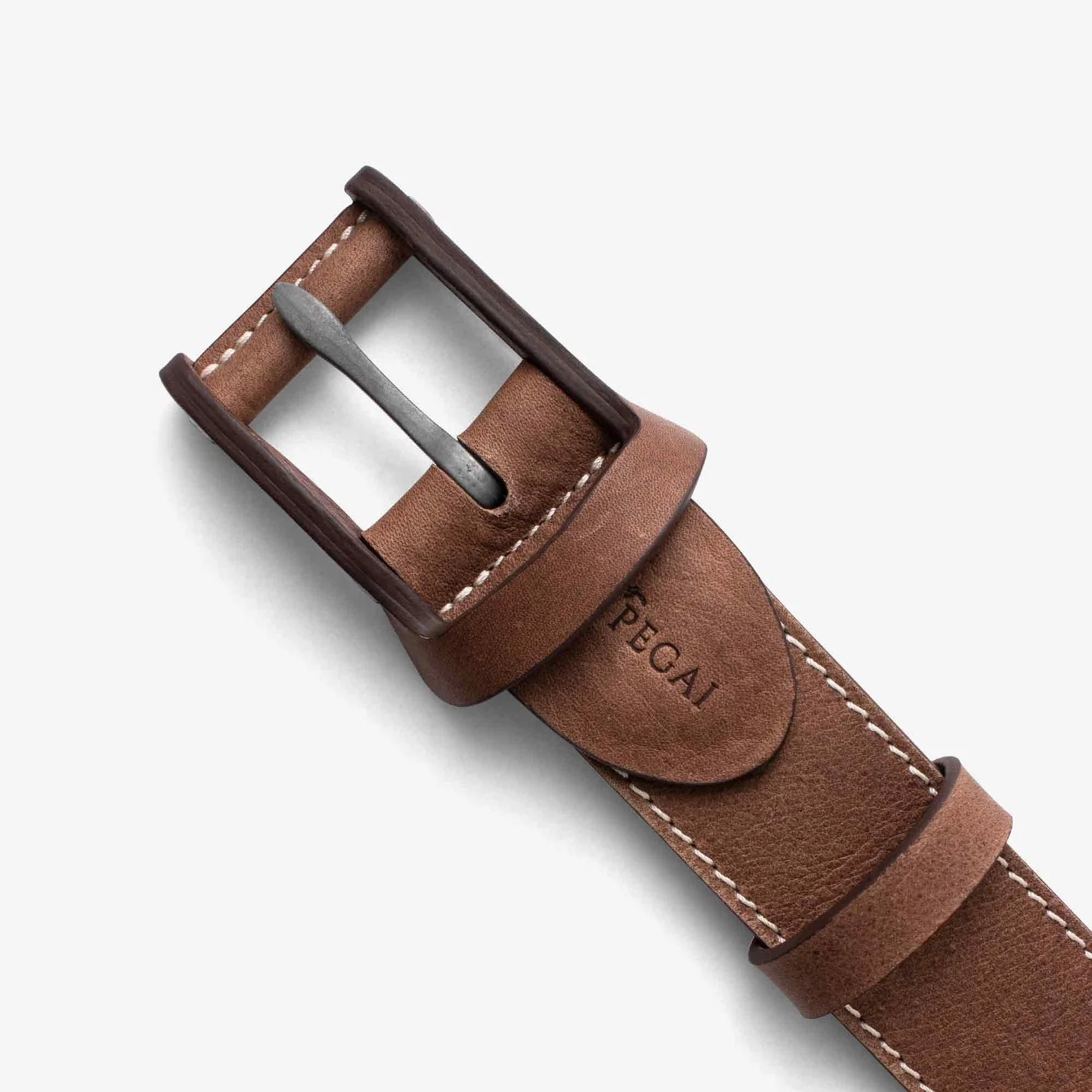 Boone Men's Leather Belt | Stitched Mocha Brown - Image 3