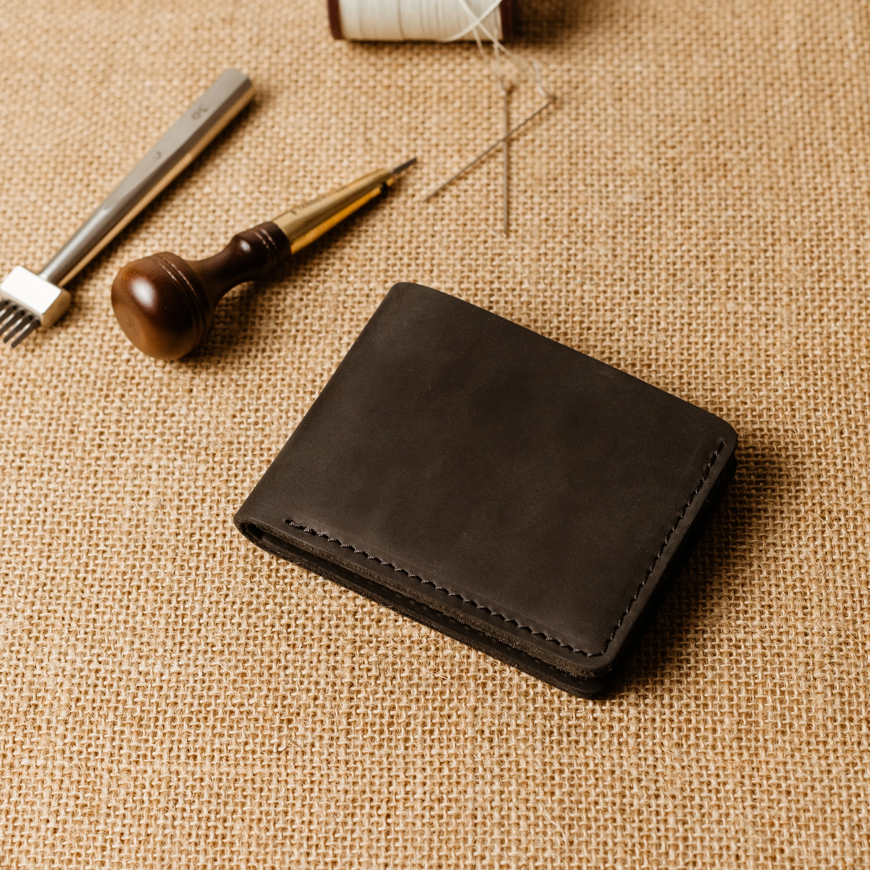 Bureau Leather Bifold Wallet | Charcoal Black - Image 3