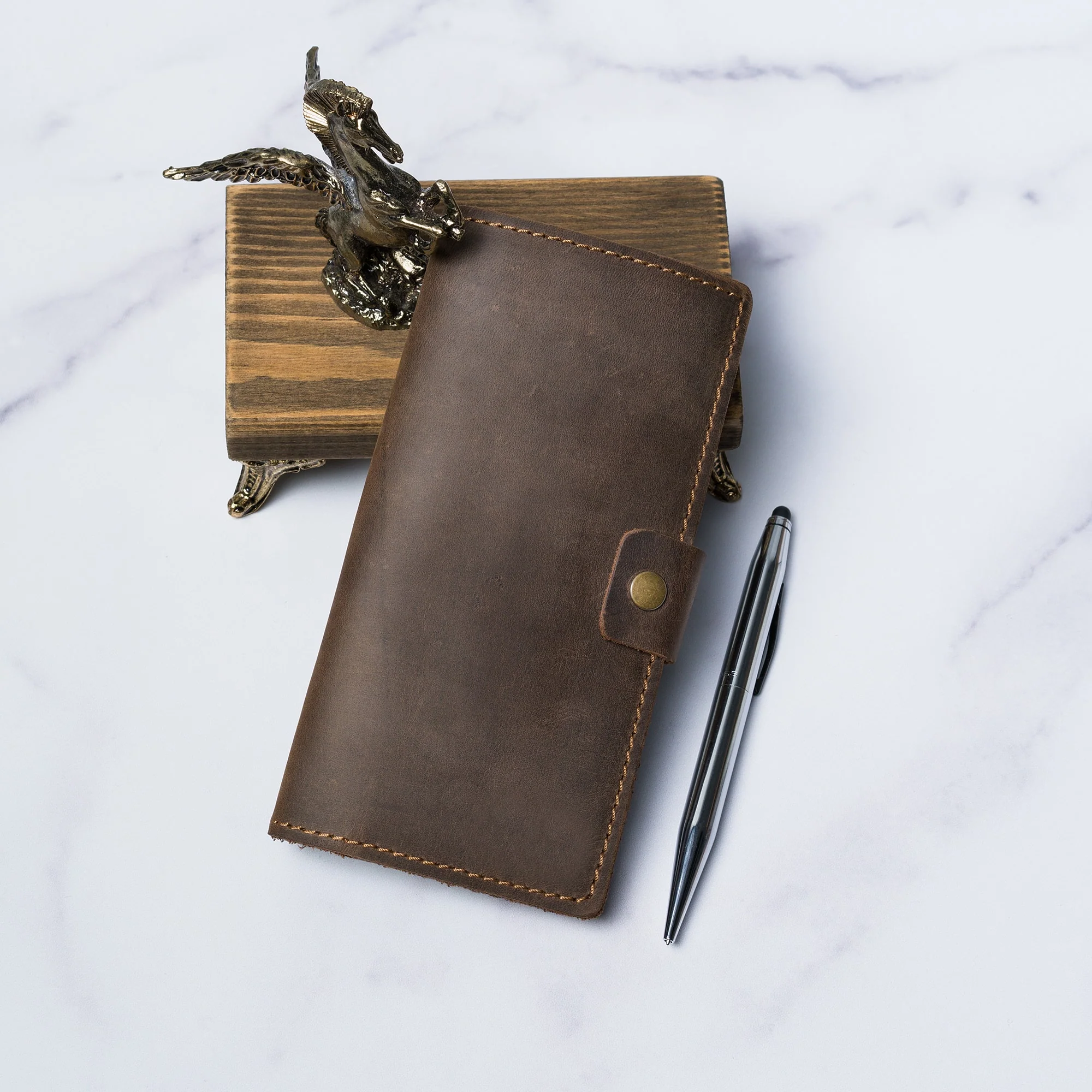 Clark Leather Checkbook Cover | Chestnut Brown - Image 4