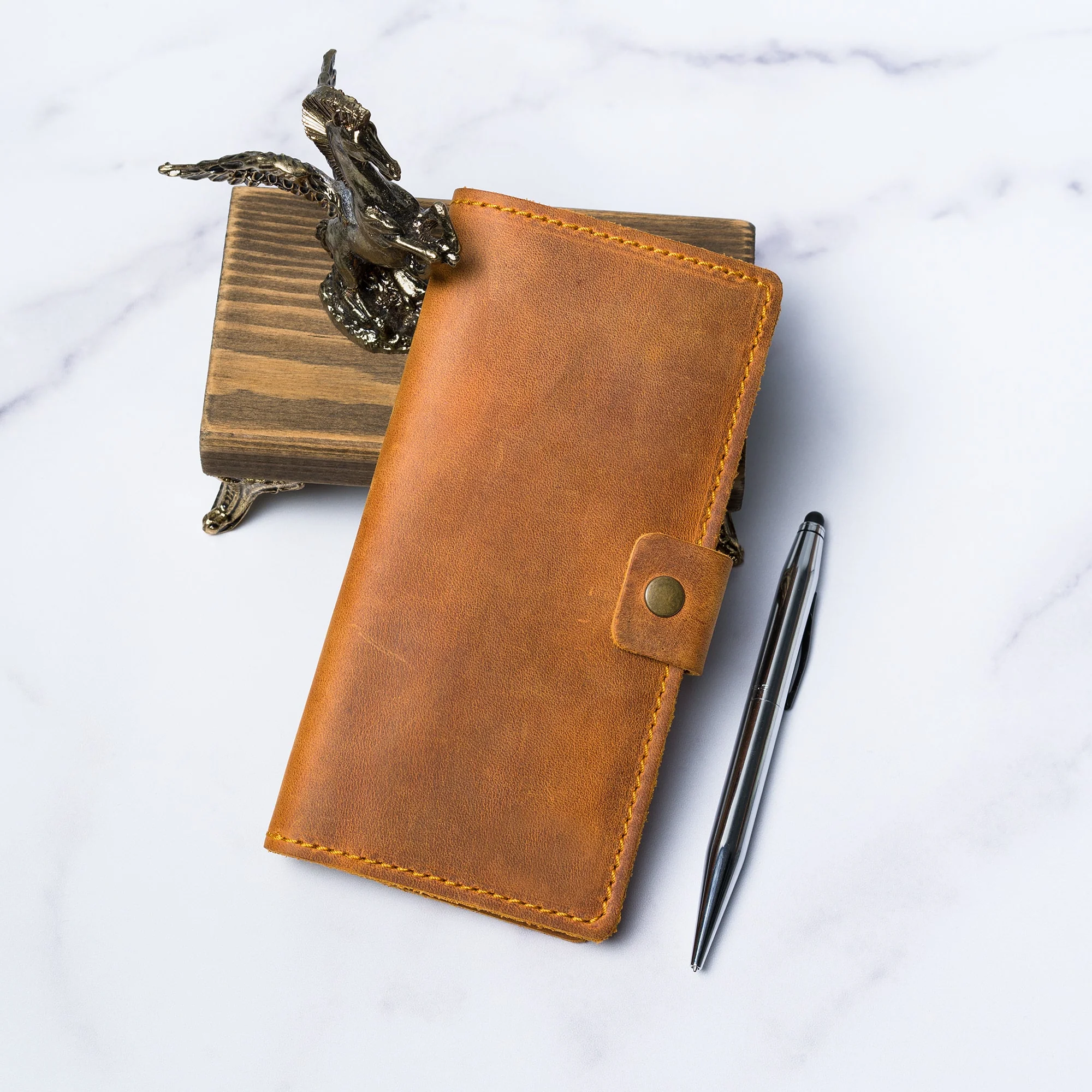 Clark Leather Checkbook Cover | Cinnamon Brown - Image 4