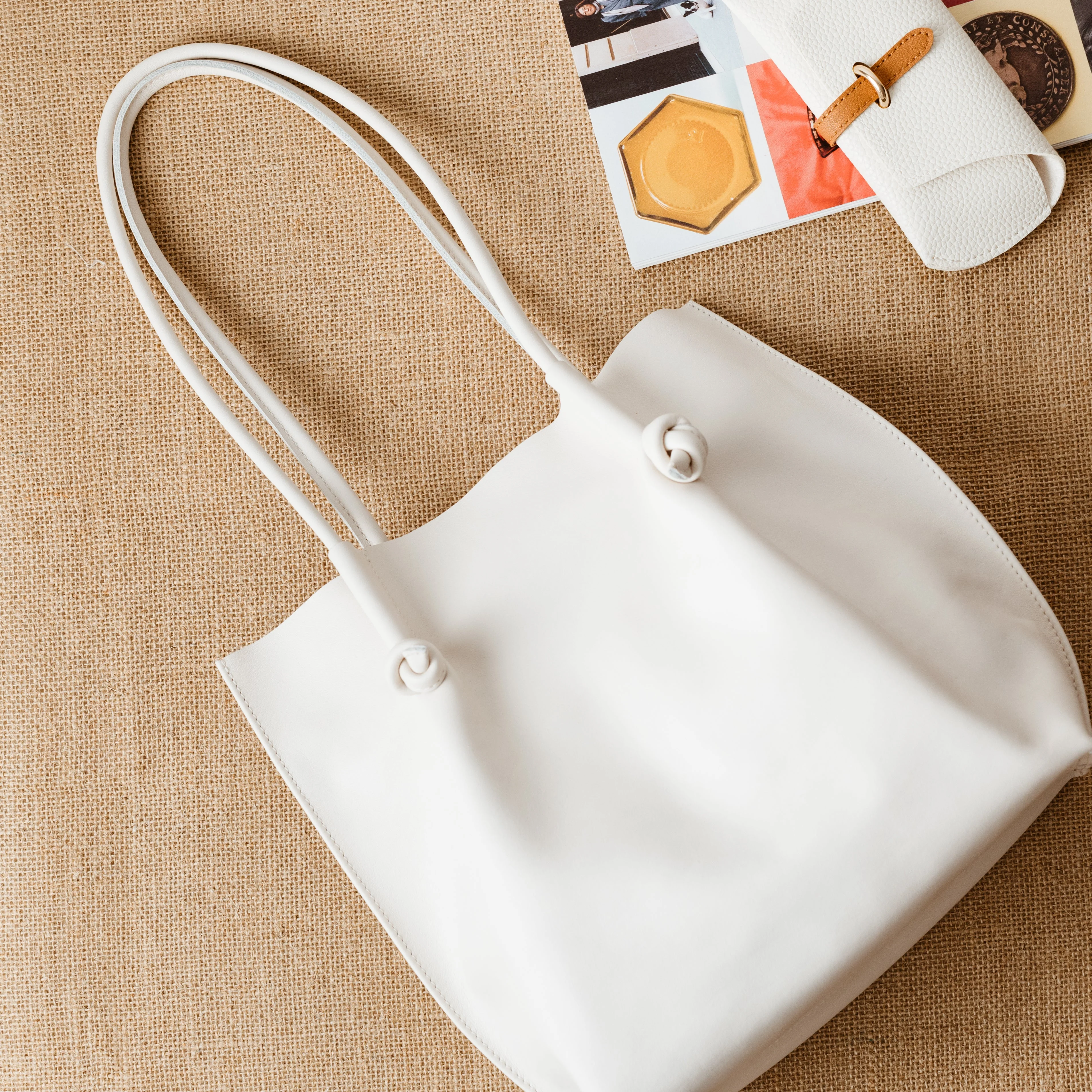 Flora Everyday Leather Tote | Smooth Calf Cream - Image 3