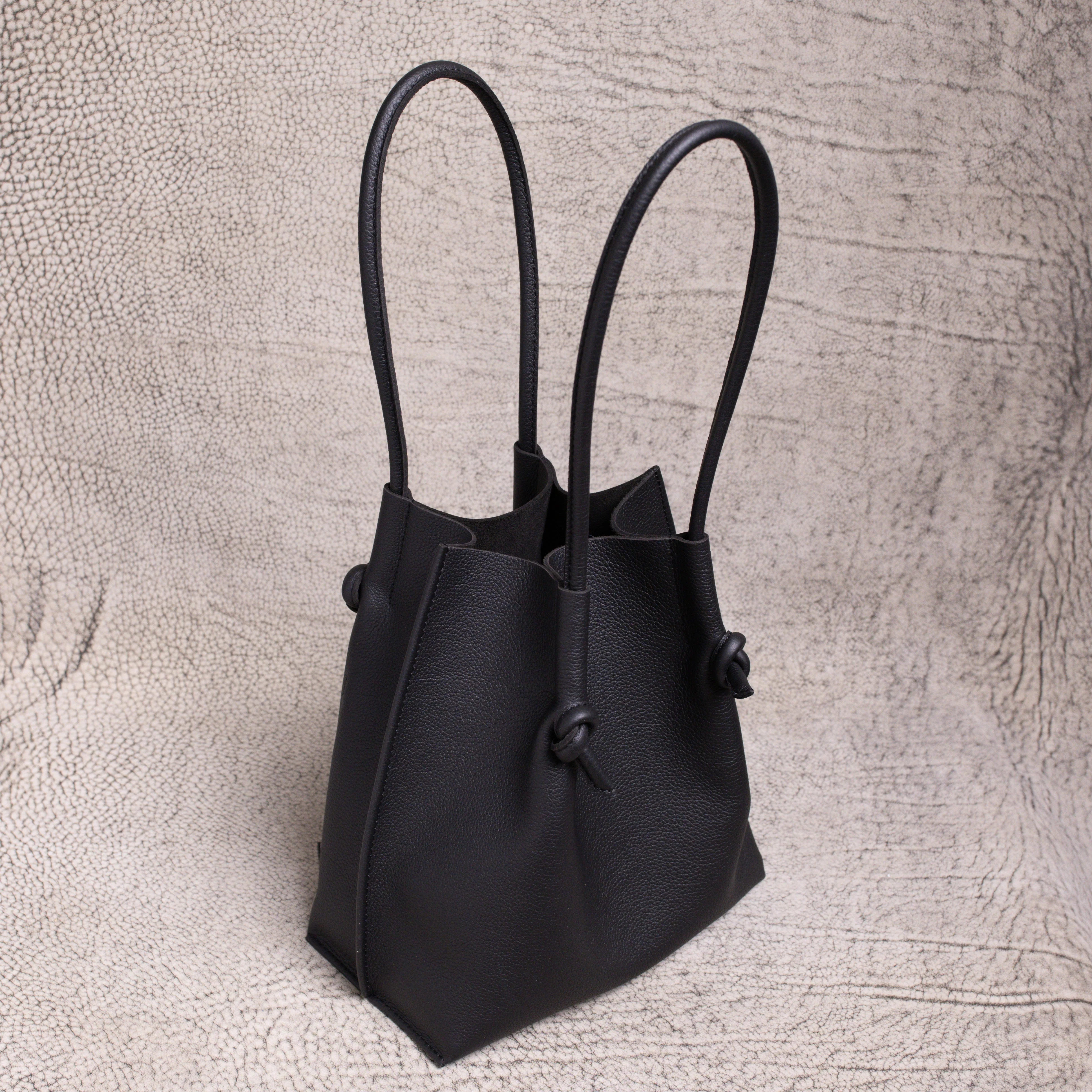 Flora Everyday Leather Tote | Togo Calf Black - Image 4
