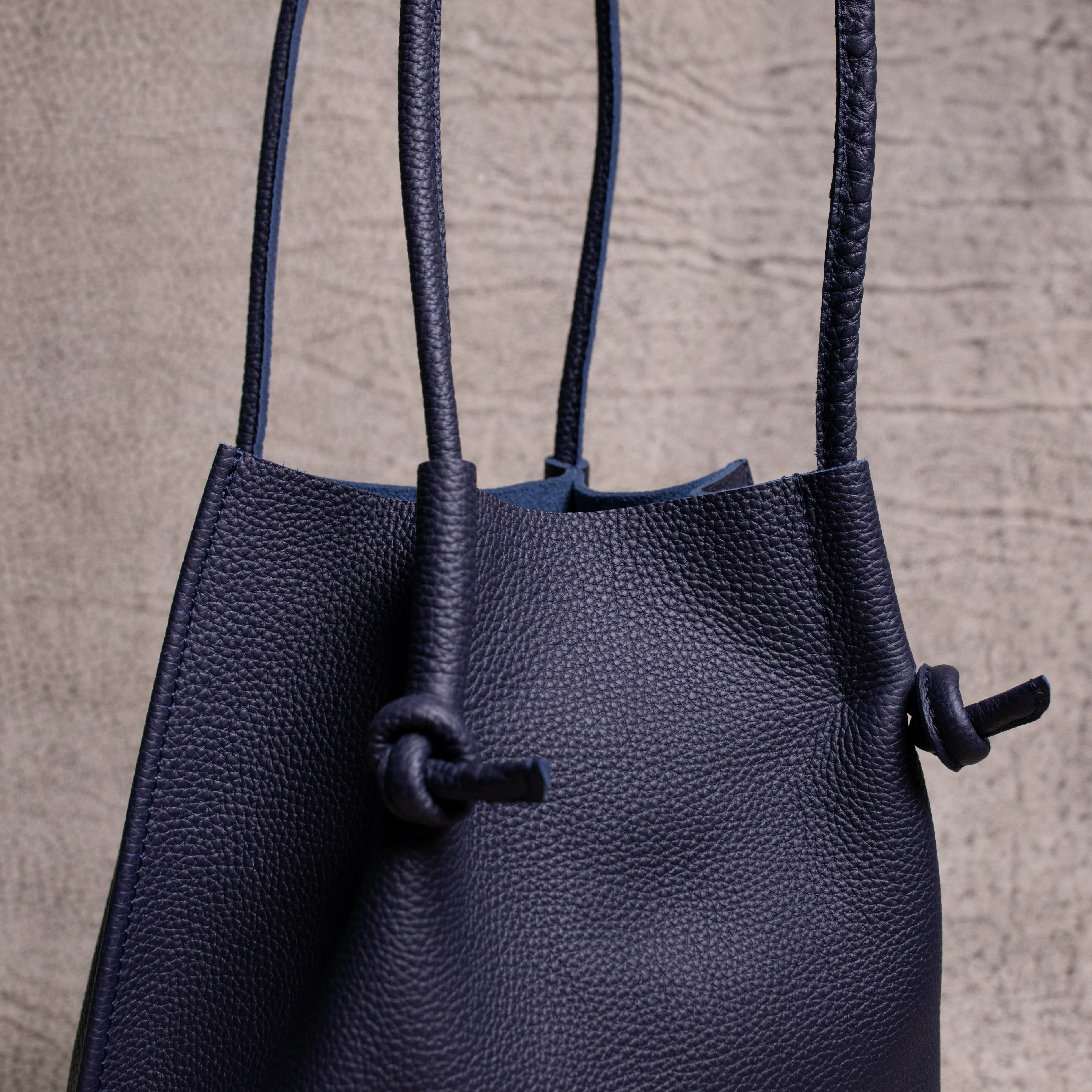 Flora Everyday Leather Tote | Togo Calf Navy Blue - Image 4