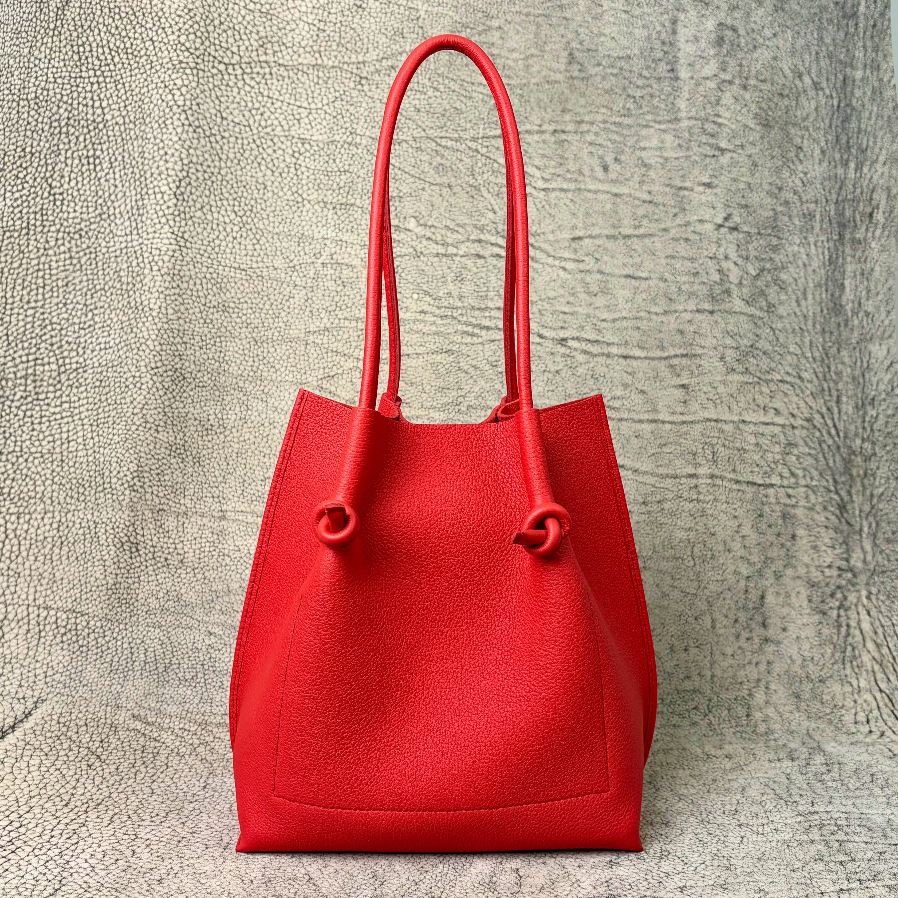 Flora Everyday Leather Tote | Togo Calf Red - Image 6
