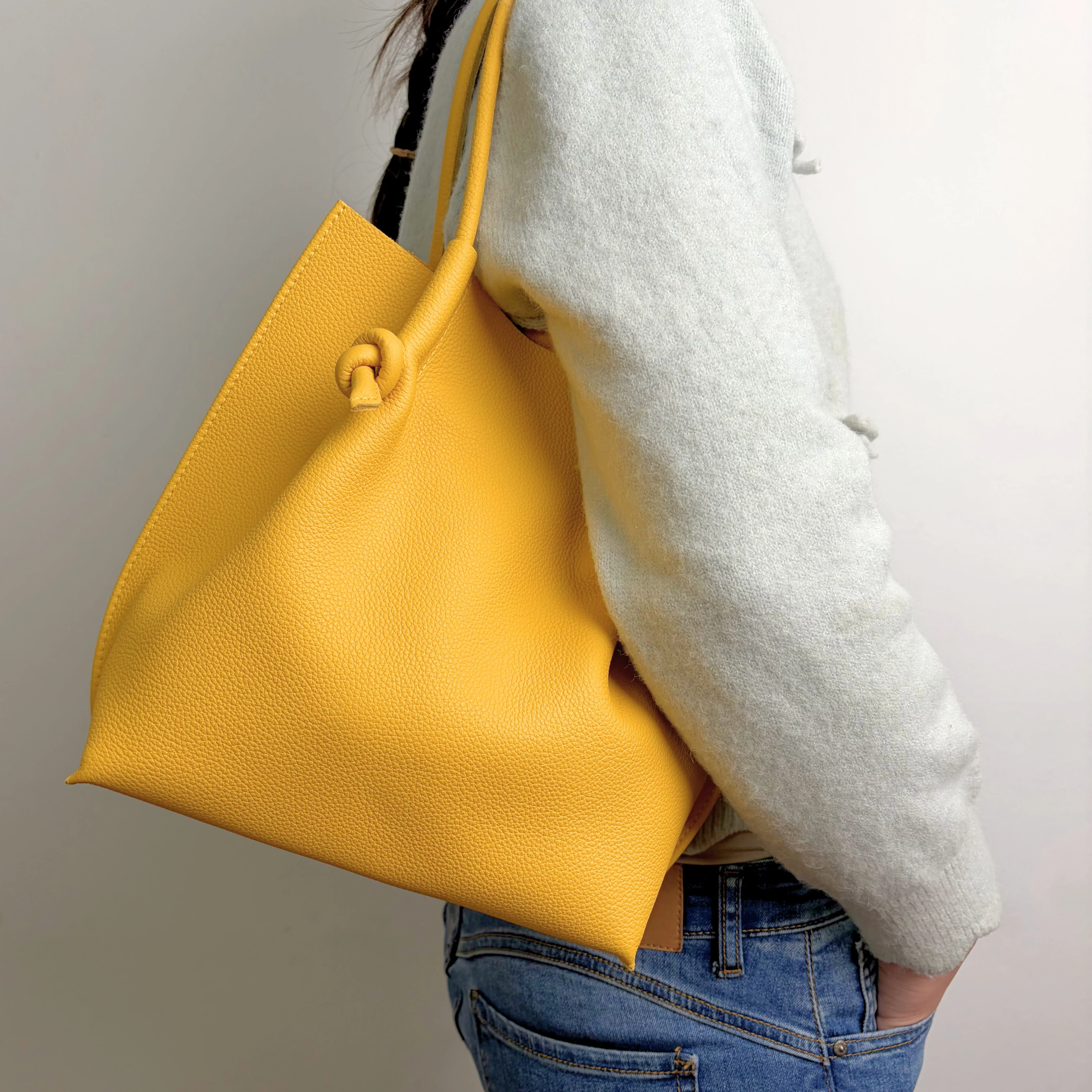 Flora Everyday Leather Tote | Togo Calf Yellow - Image 2