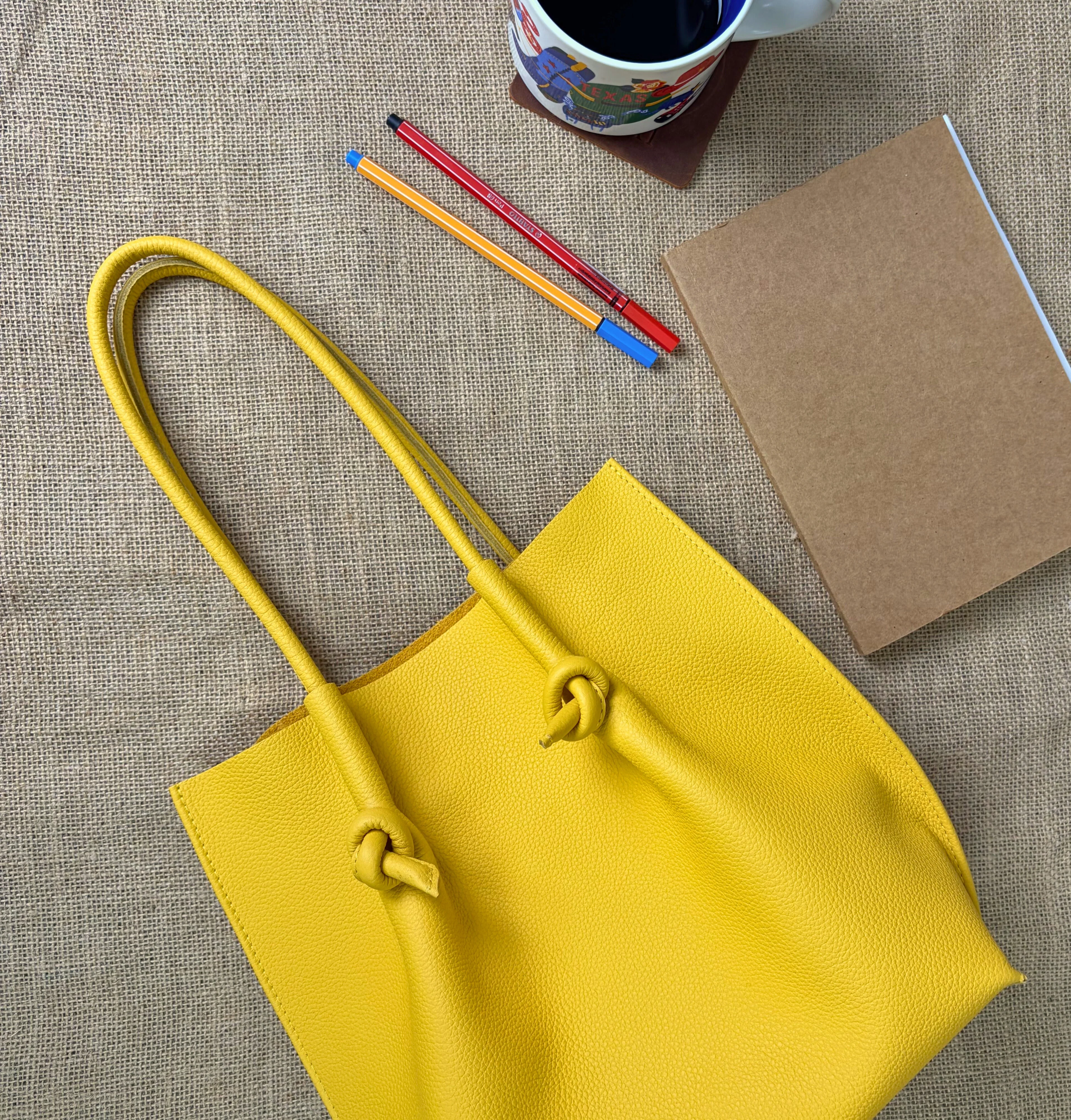 Flora Everyday Leather Tote | Togo Calf Yellow - Image 5
