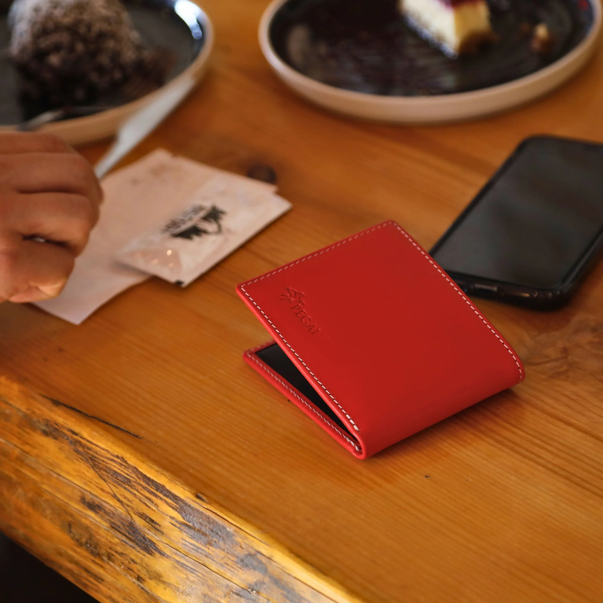 Edward | Italian Leather Wallet | Red & Black - Image 4