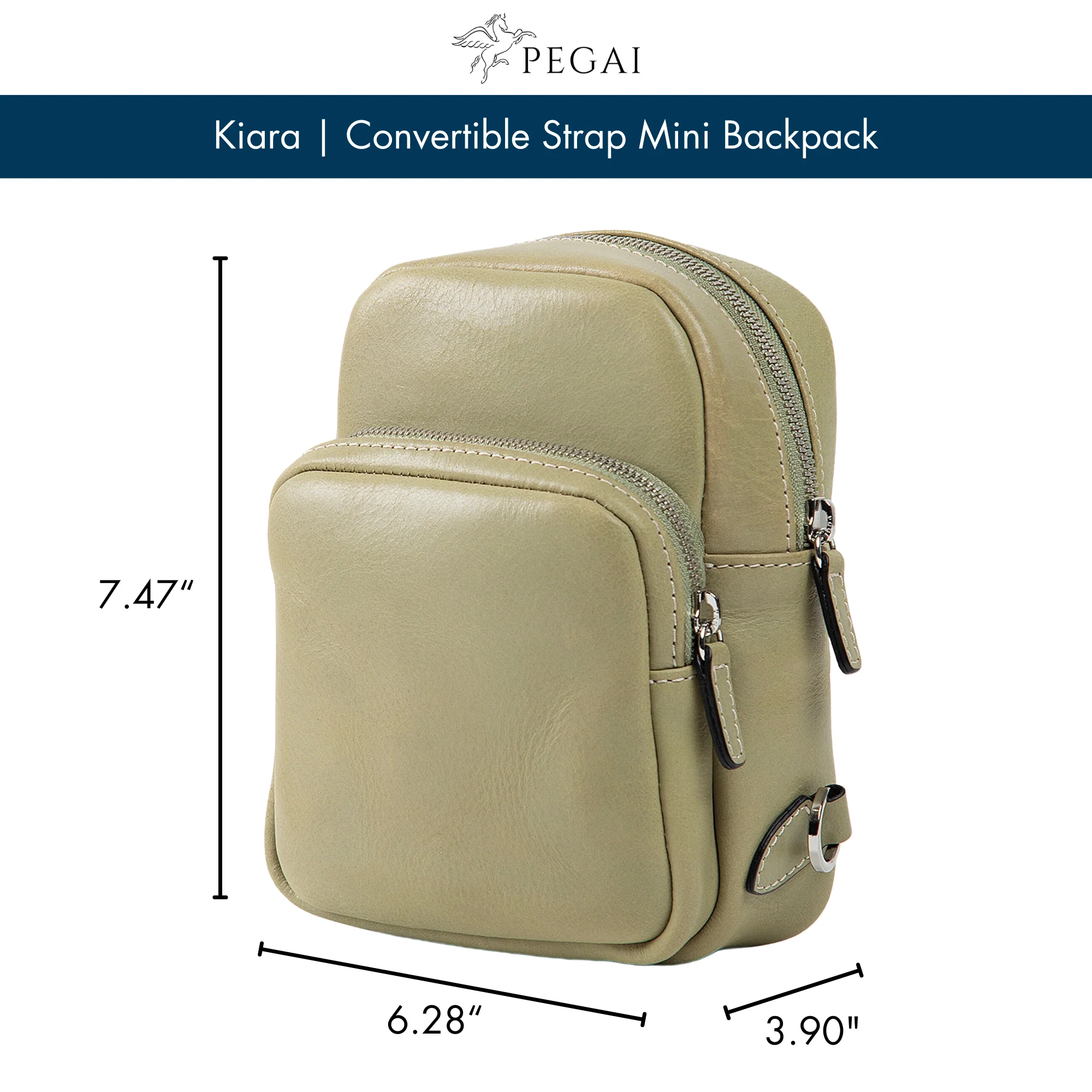 Kiara | Convertible Strap Mini Backpack & Crossbody Bag | Aqua - Image 3