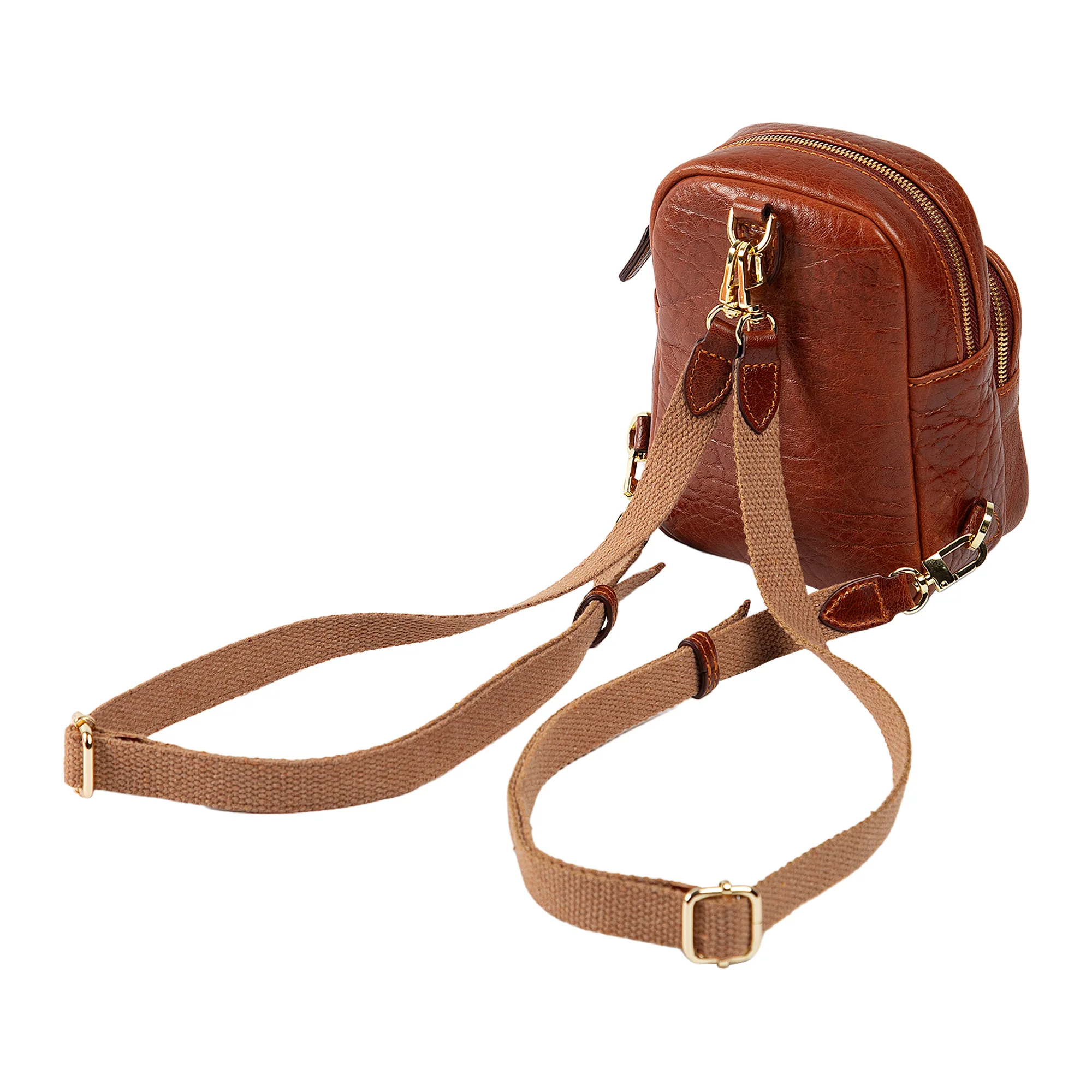 Kiara | Convertible Strap Mini Backpack & Crossbody Bag | Cognac Brown - Image 4