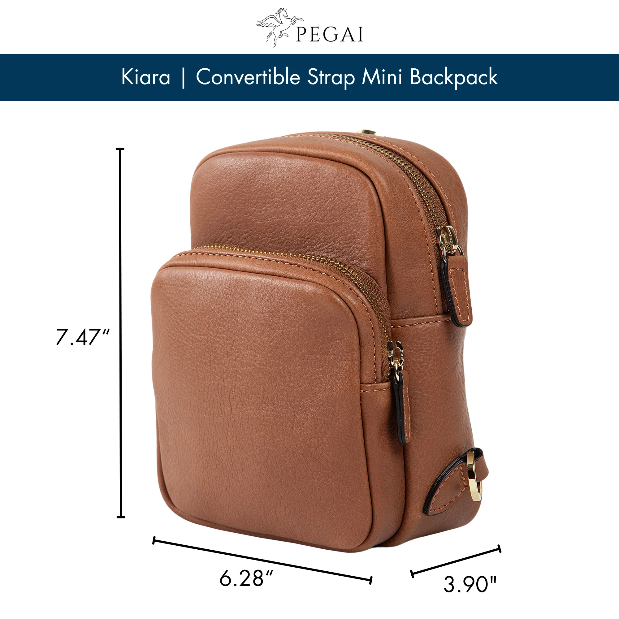 Kiara | Convertible Strap Mini Backpack & Crossbody Bag | Brown - Image 3