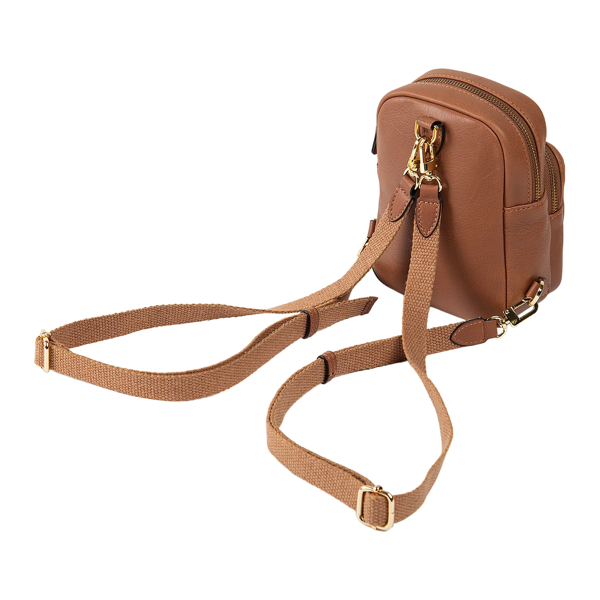 Kiara | Convertible Strap Mini Backpack & Crossbody Bag | Brown - Image 4