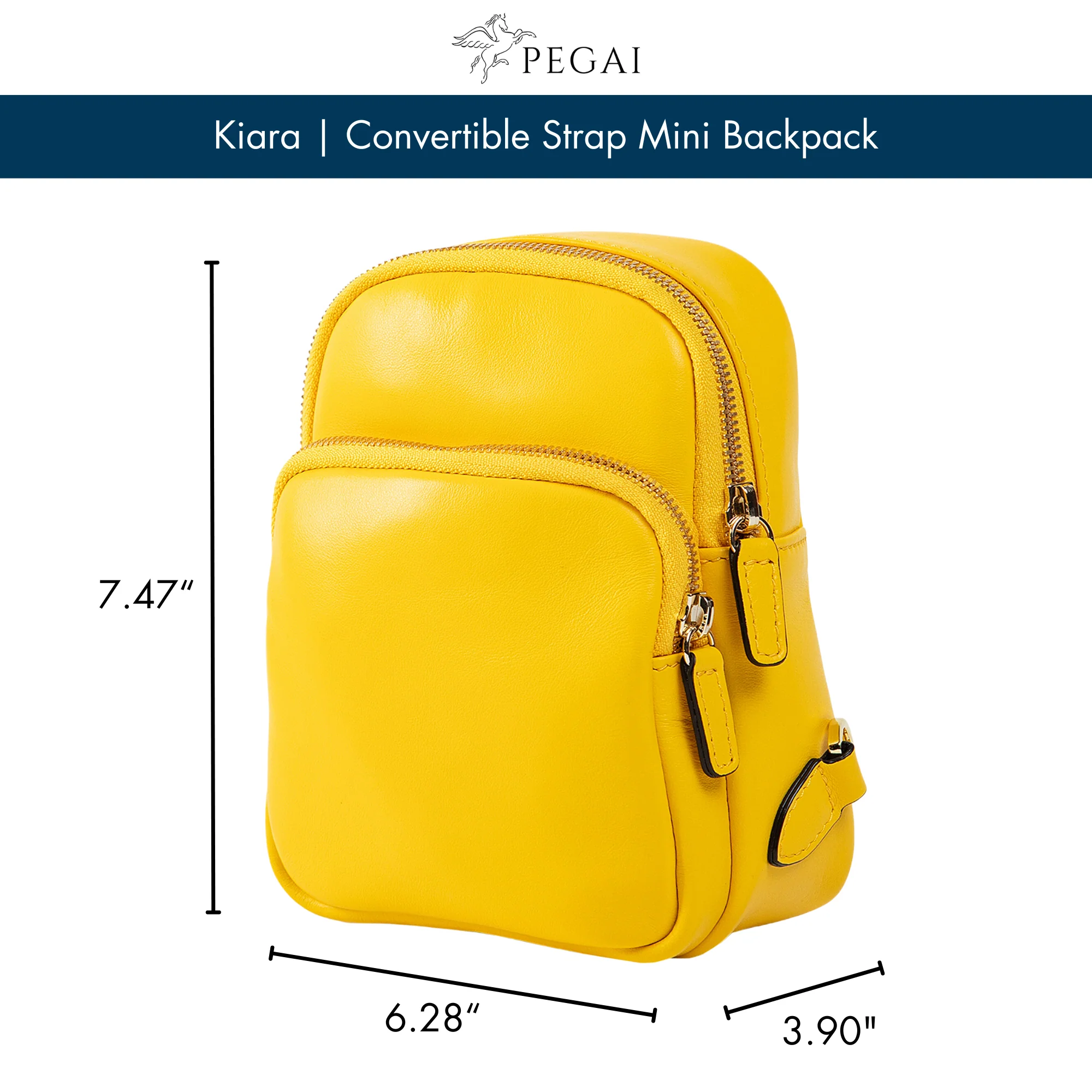 Kiara | Convertible Strap Mini Backpack & Crossbody Bag | Yellow - Image 6