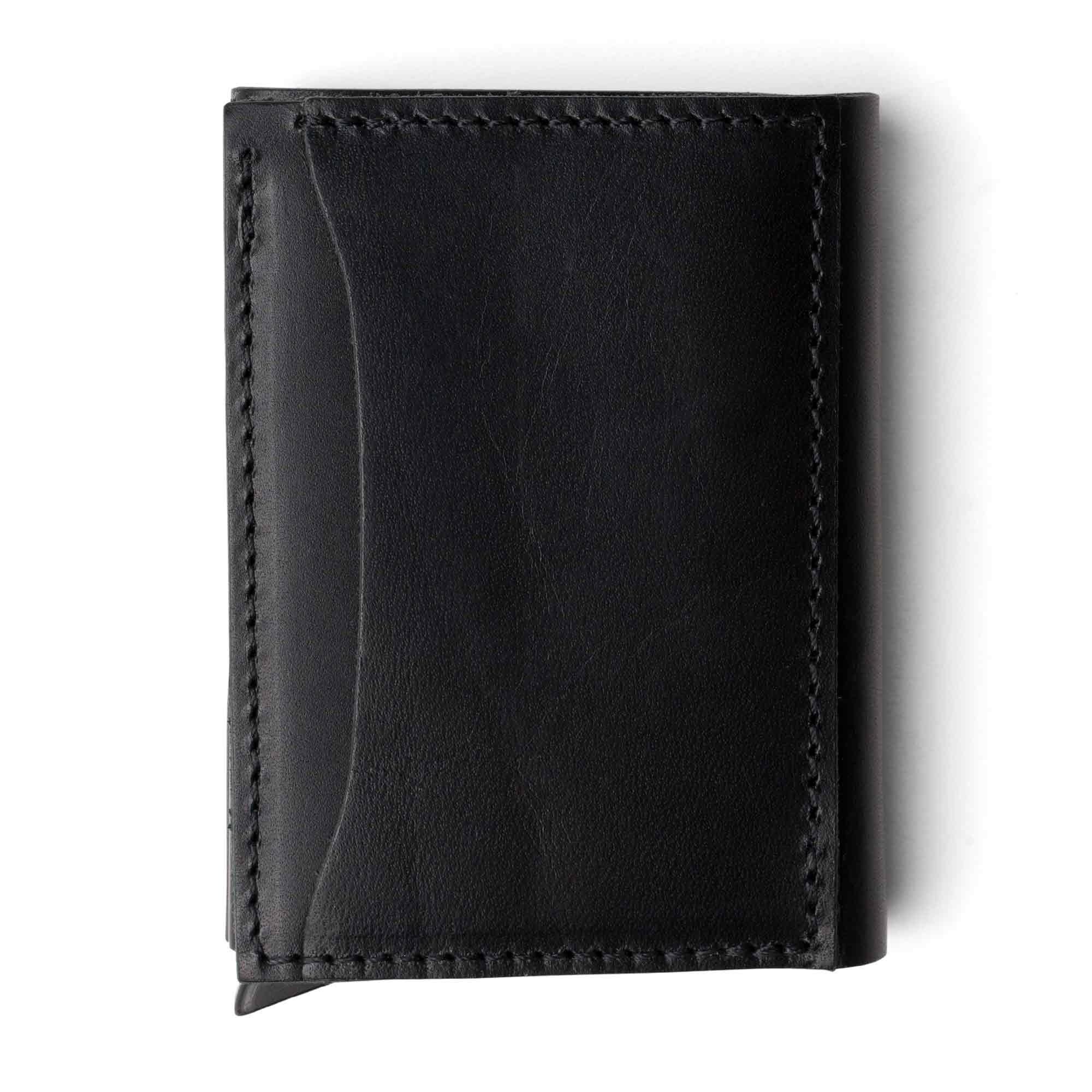 Leather Quick Card Access Trifold Wallet | Black | Mack - Image 3