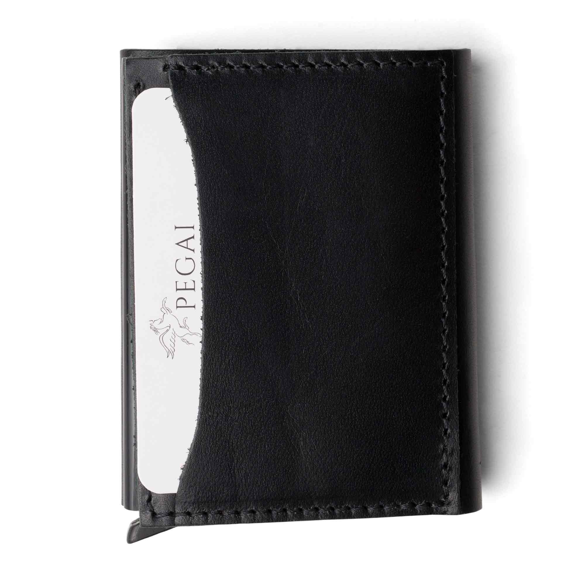 Leather Quick Card Access Trifold Wallet | Black | Mack - Image 4