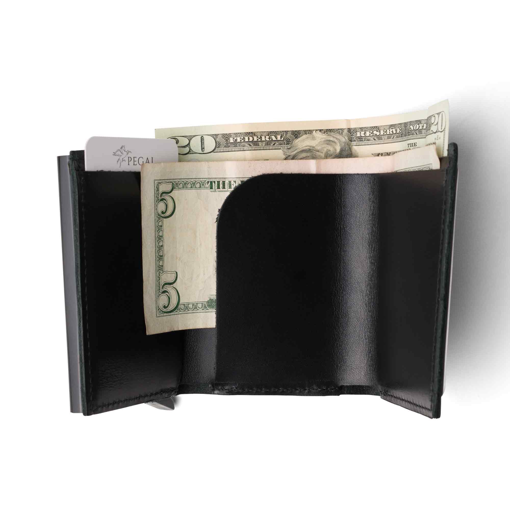 Leather Quick Card Access Trifold Wallet | Black | Mack - Image 5