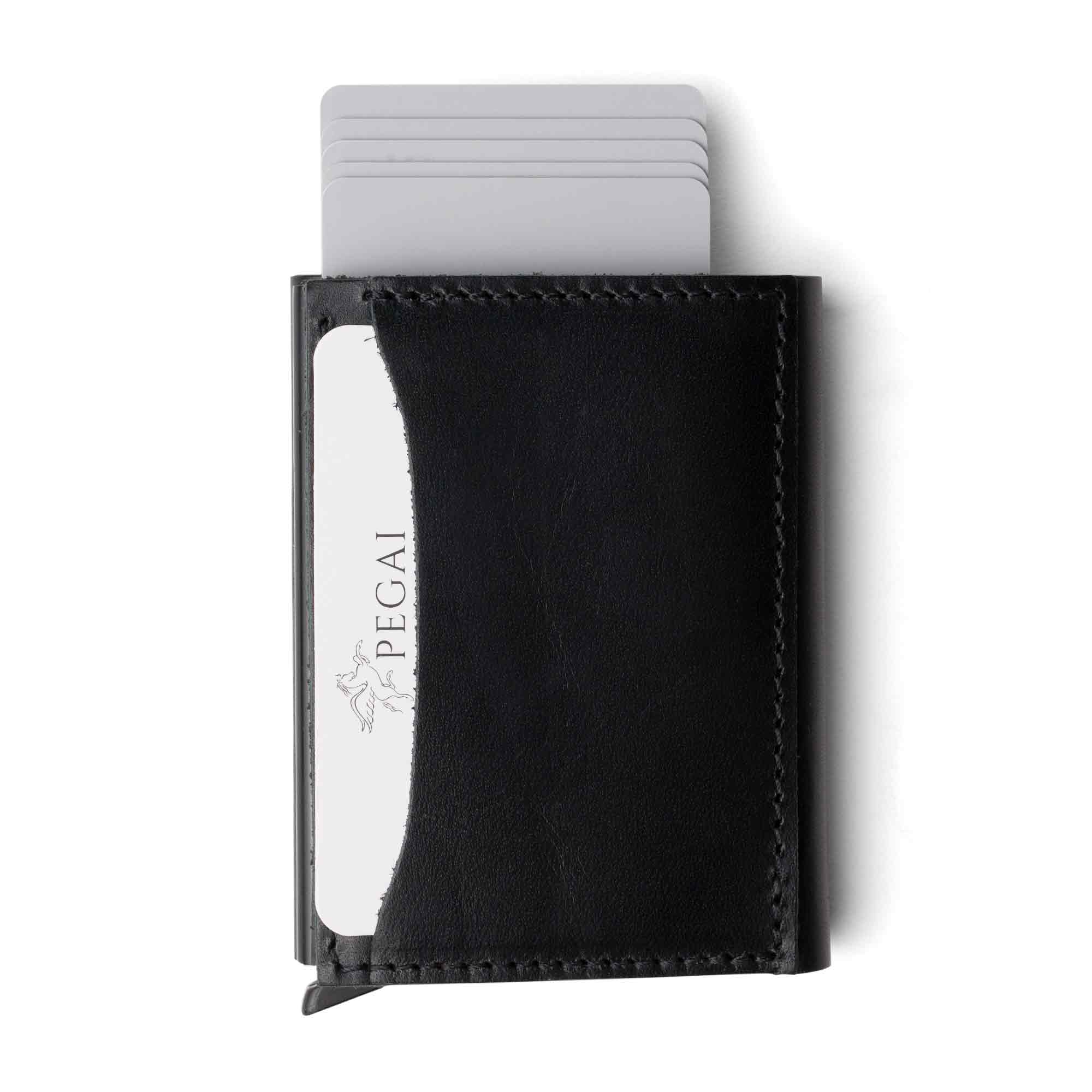 Leather Quick Card Access Trifold Wallet | Black | Mack - Image 7