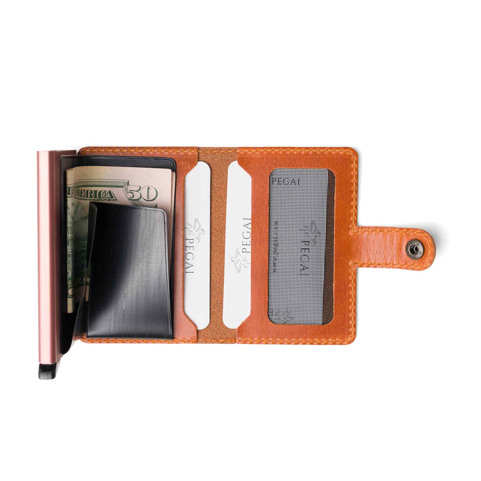 Leather Quick Card Access Wallet | Whiskey | Agustine - Image 4