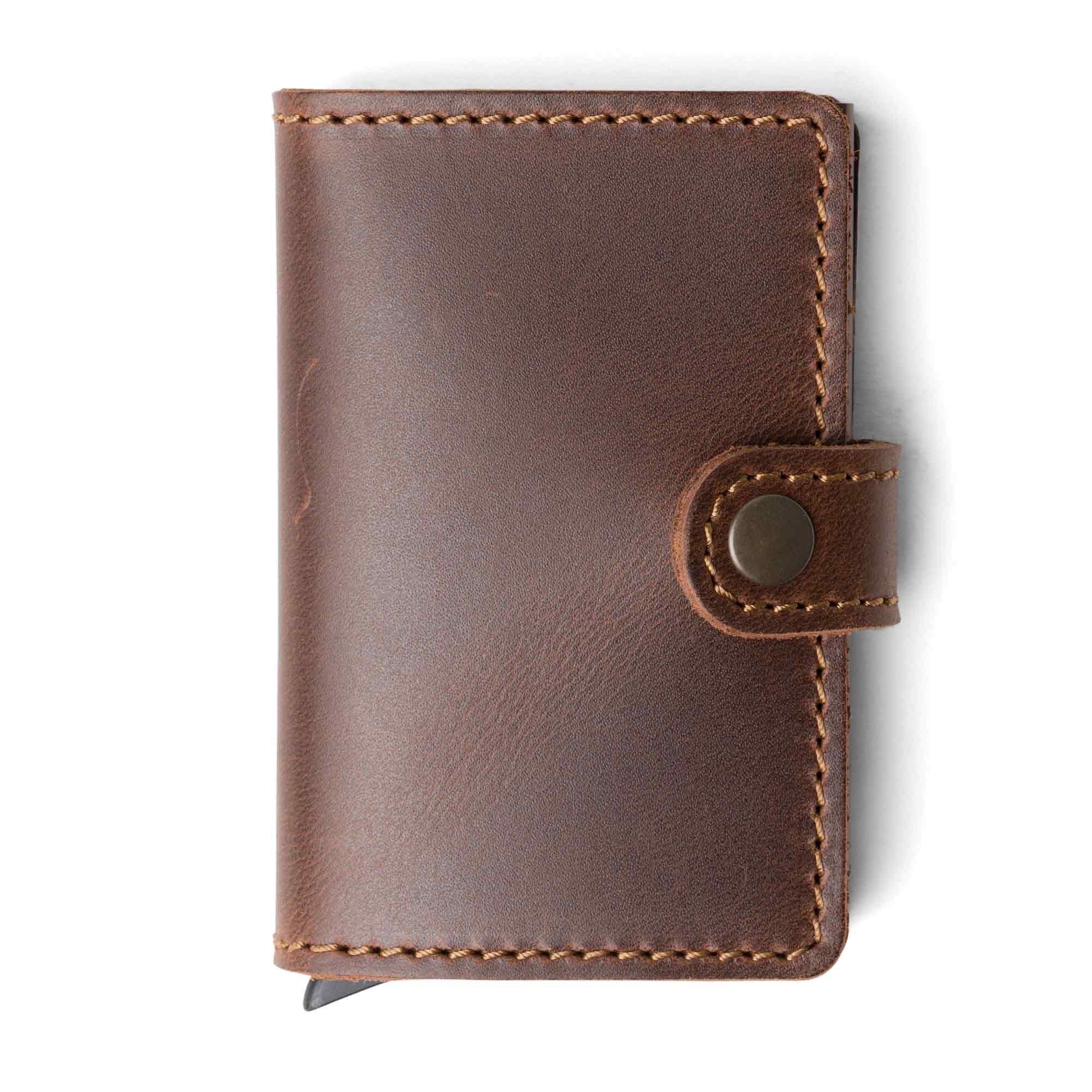 Leather Quick Card Access Wallet | Antique Brown | Agustine - Image 2