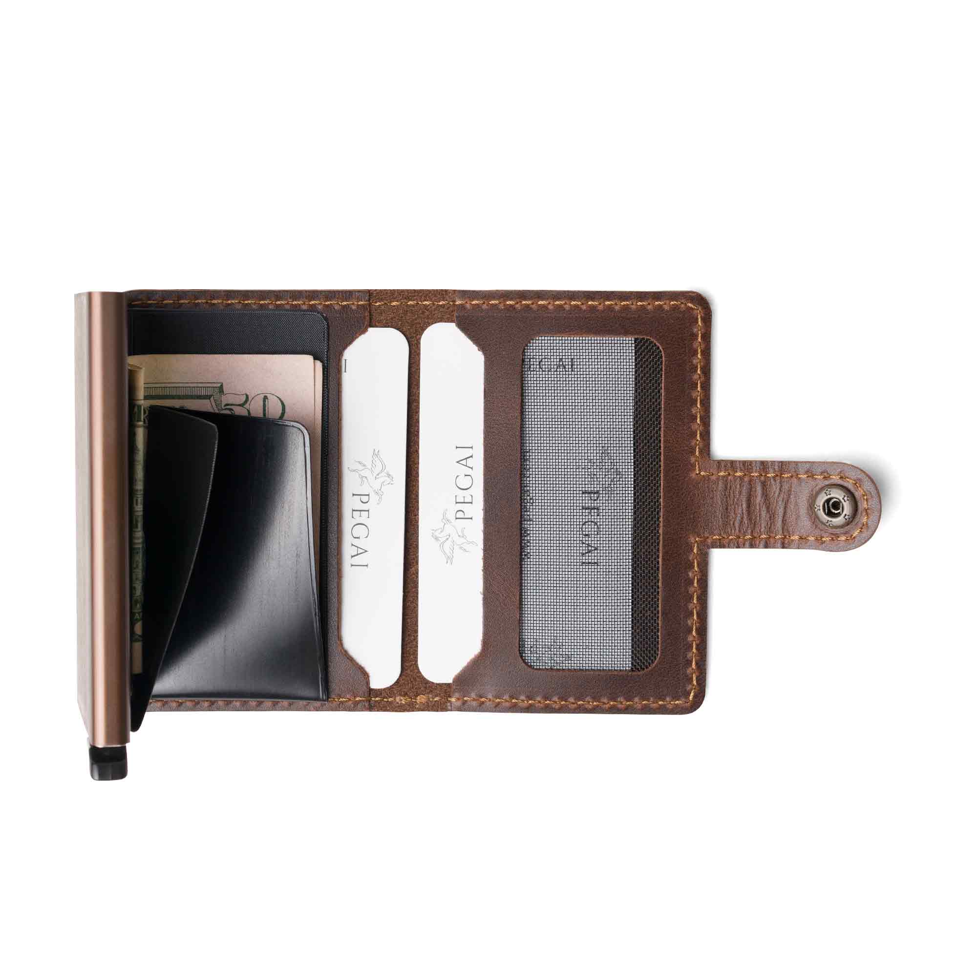 Leather Quick Card Access Wallet | Antique Brown | Agustine - Image 4