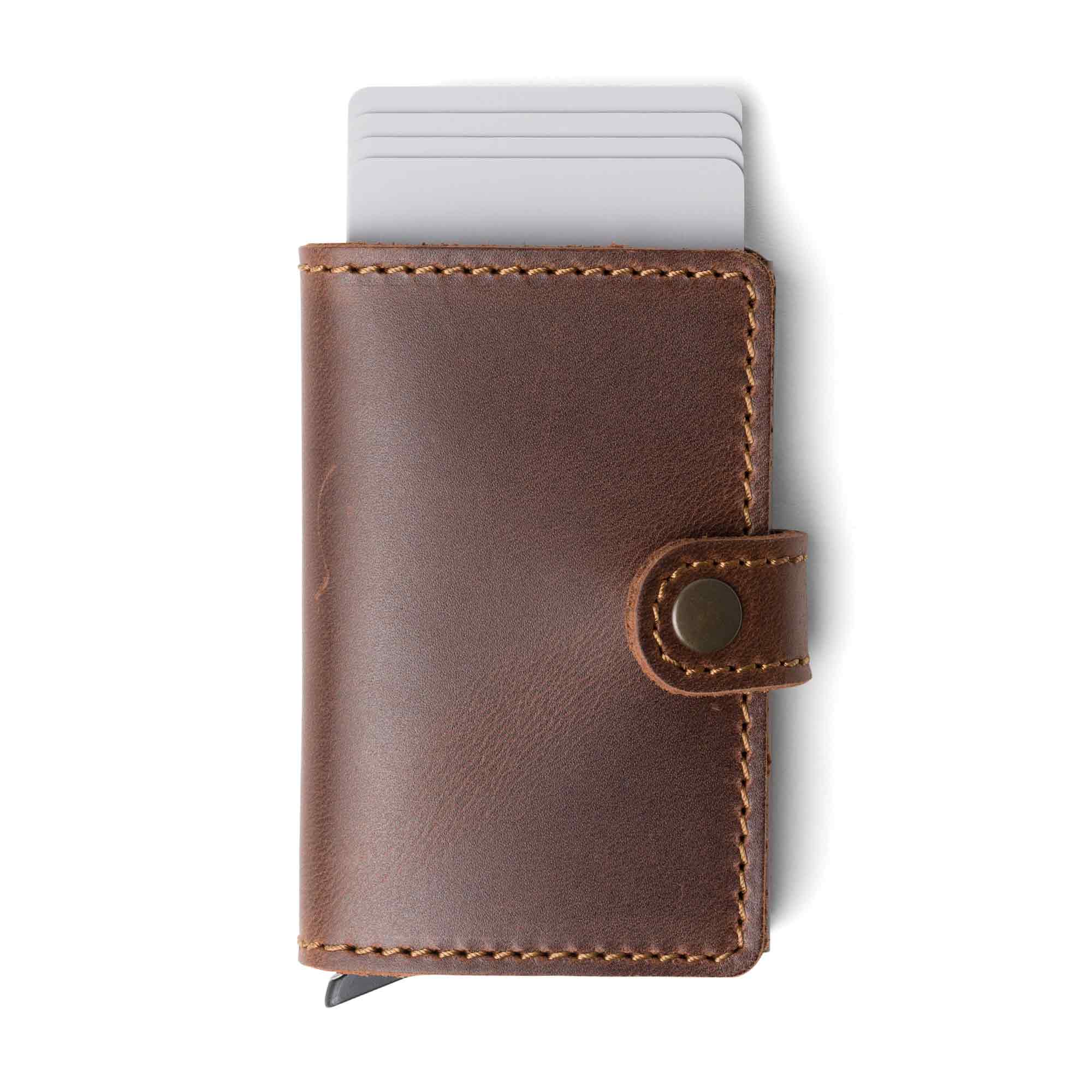 Leather Quick Card Access Wallet | Antique Brown | Agustine - Image 5
