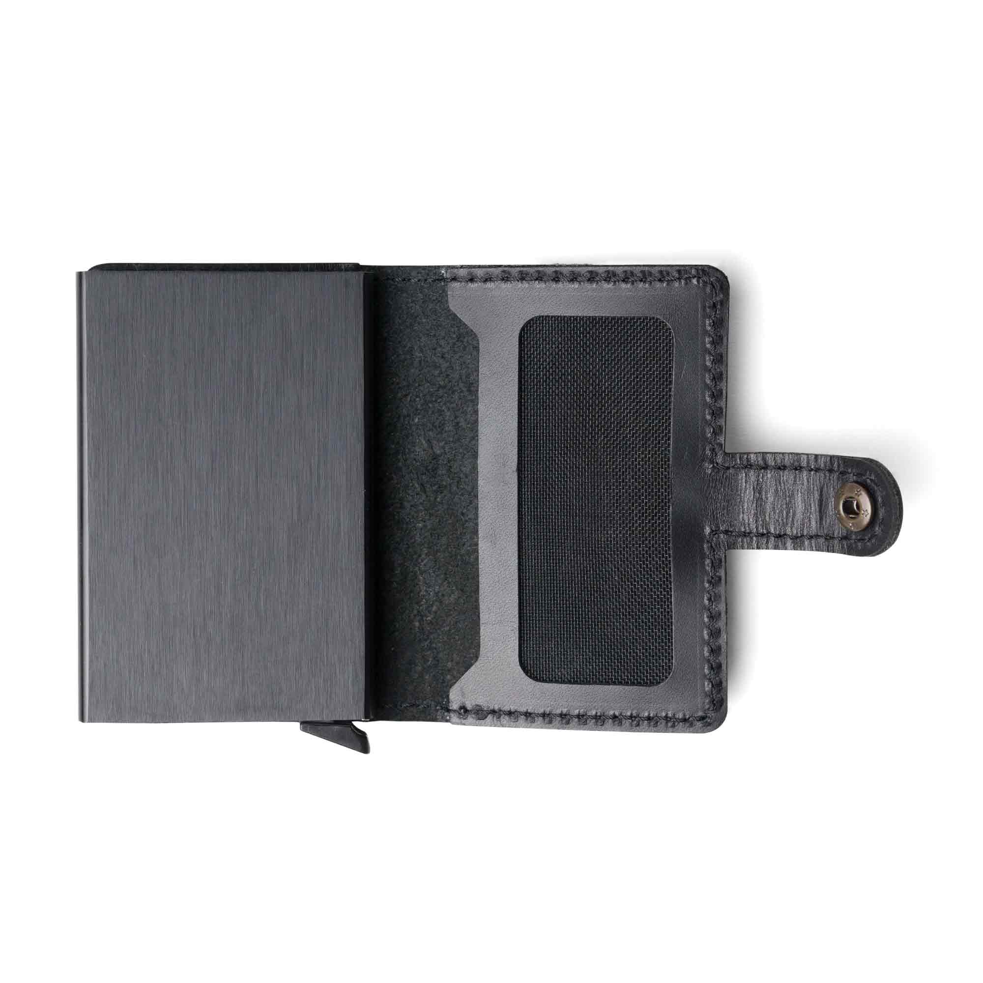 Leather Quick Card Access Wallet | Black | Agustine - Image 2