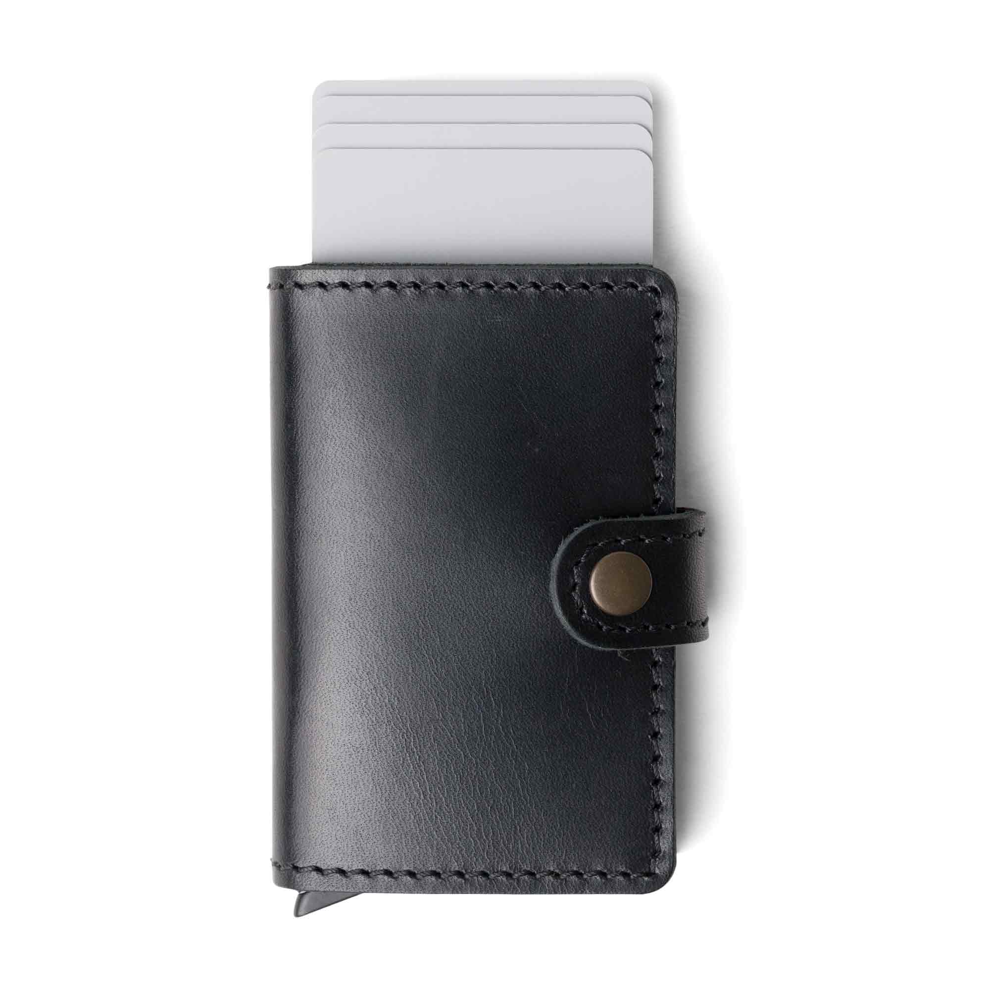 Leather Quick Card Access Wallet | Black | Agustine - Image 4