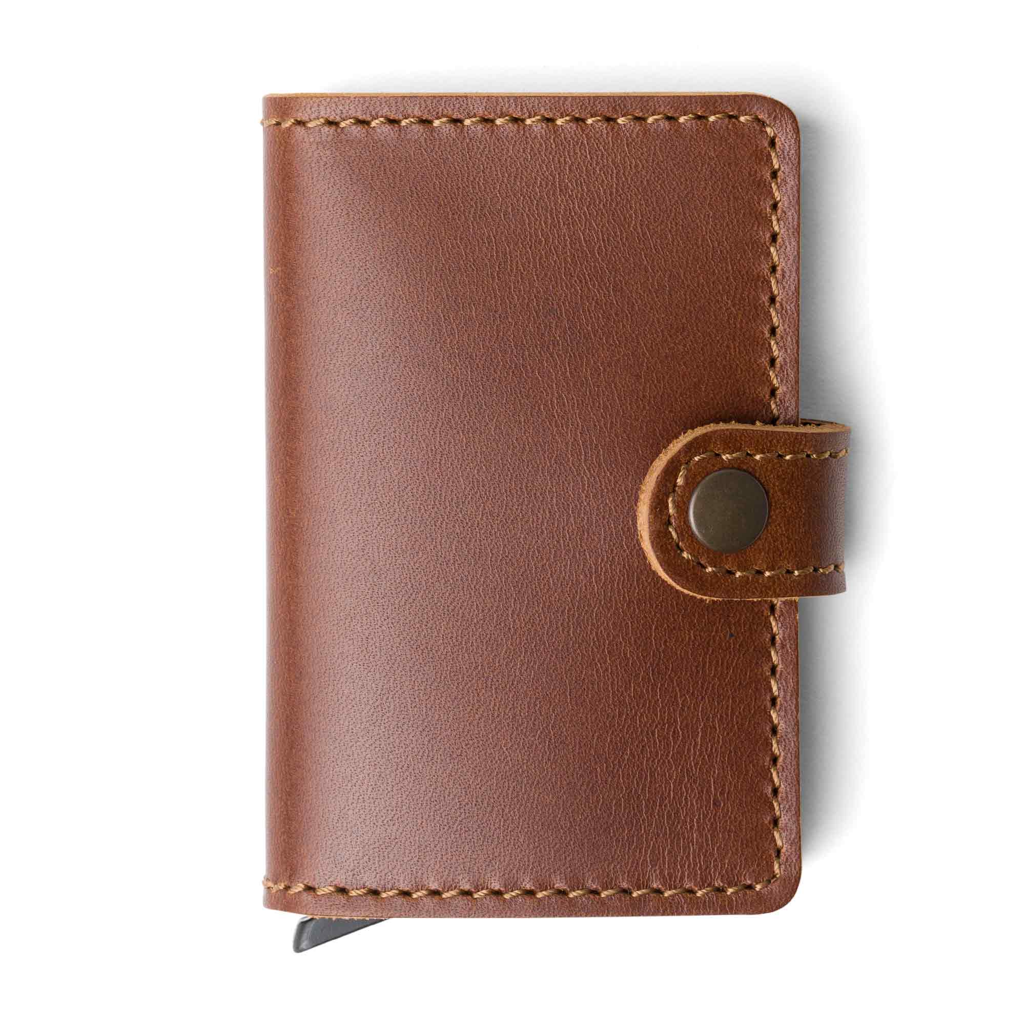 Leather Quick Card Access Wallet | Rum Brown | Agustine - Image 2