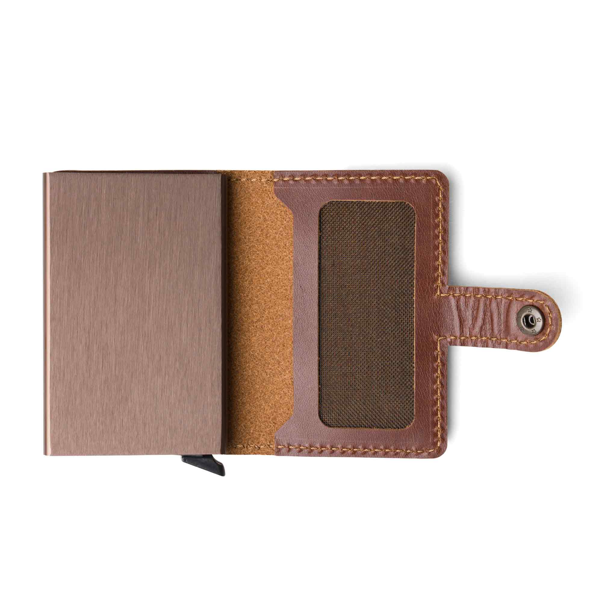Leather Quick Card Access Wallet | Rum Brown | Agustine - Image 3