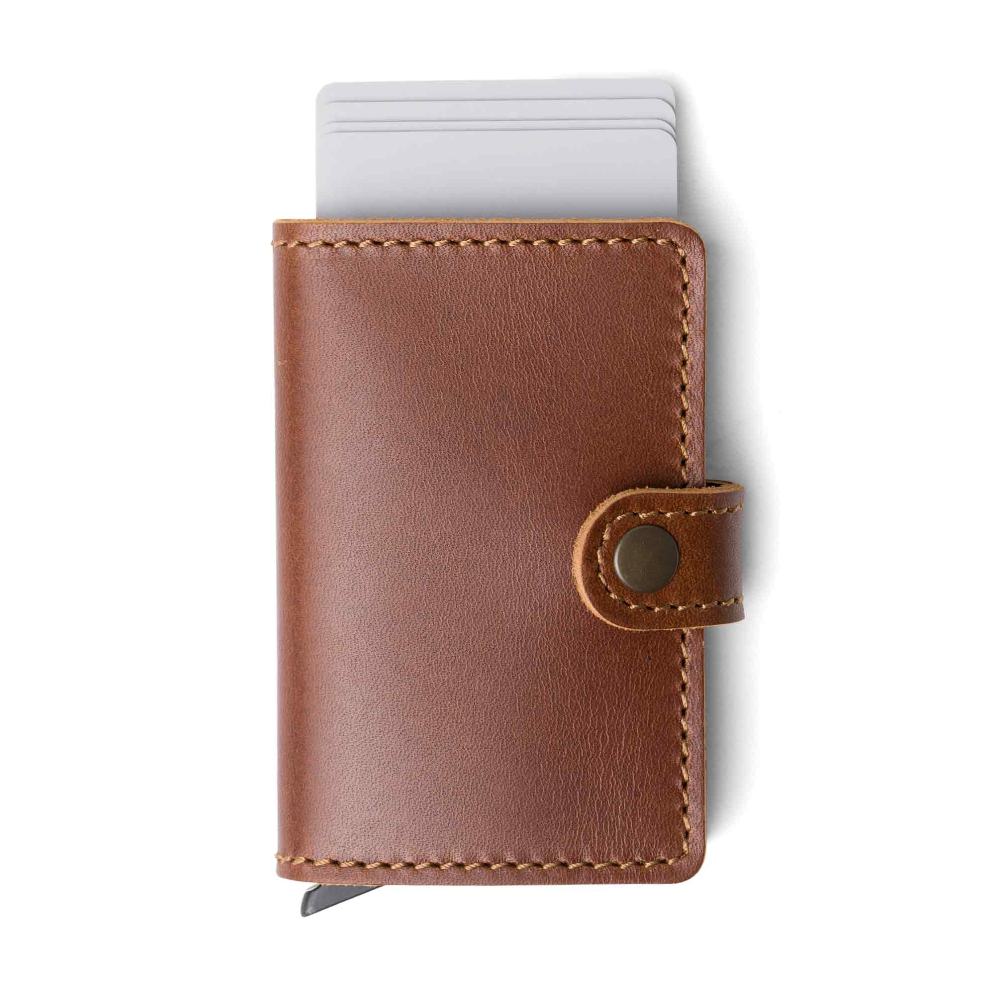 Leather Quick Card Access Wallet | Rum Brown | Agustine - Image 5