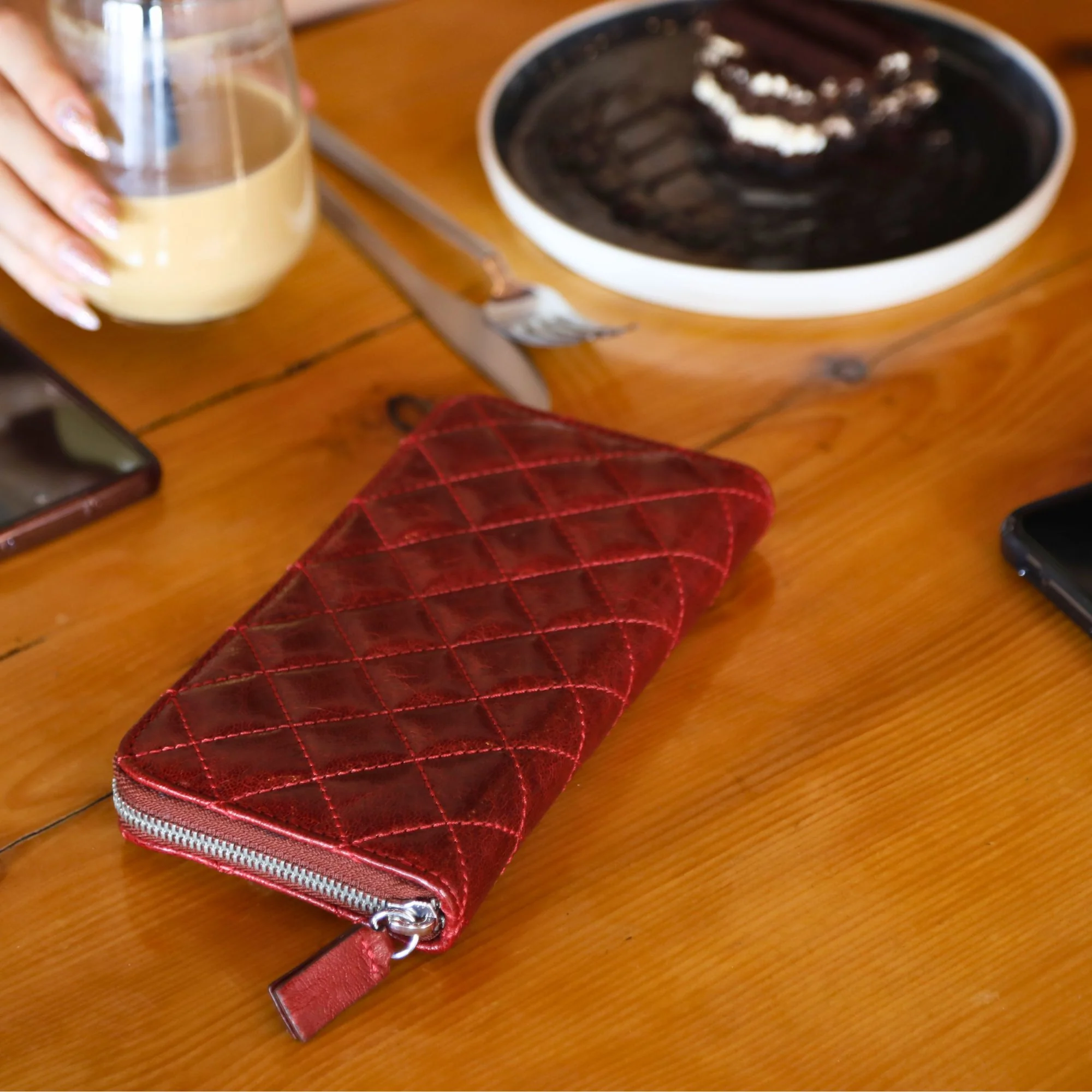 Leather Quilted Women's Wallet | Stone Grey | Sherry - Image 4
