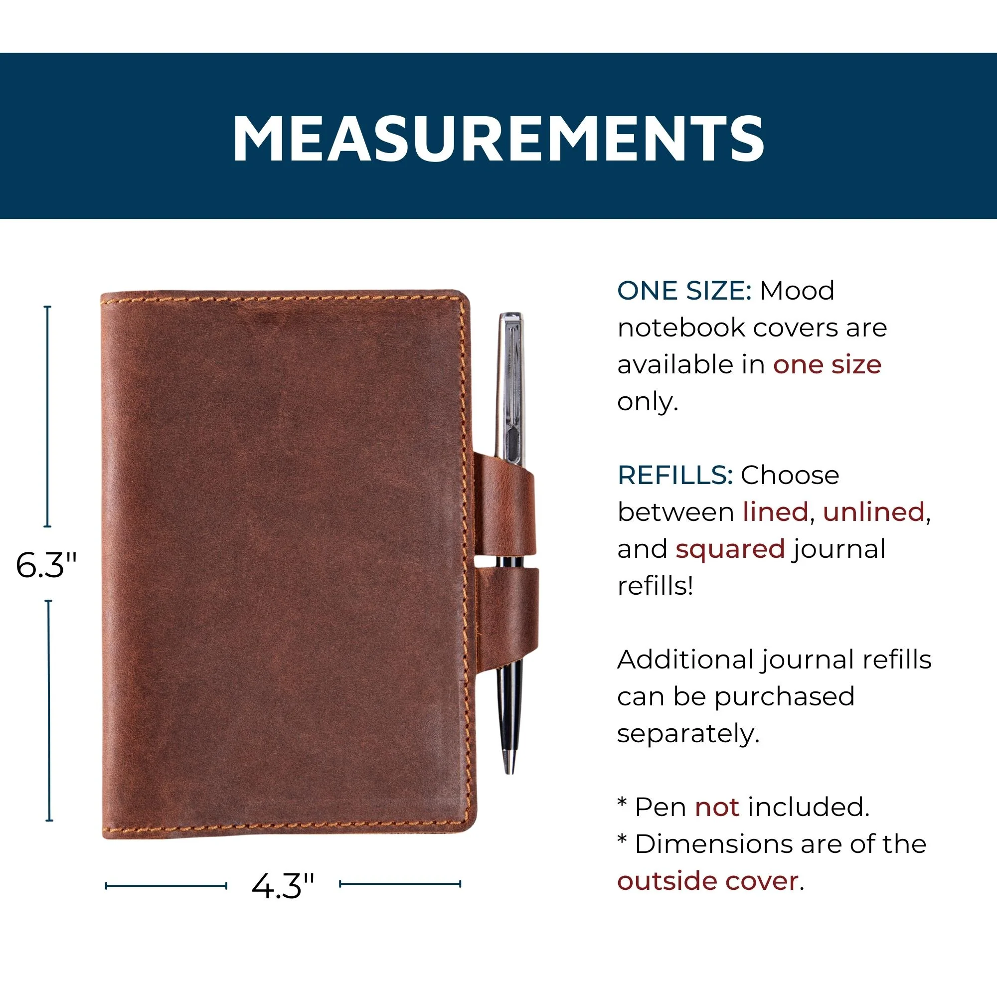 Mood | Leather Notebook Cover | Brick Brown - Image 4