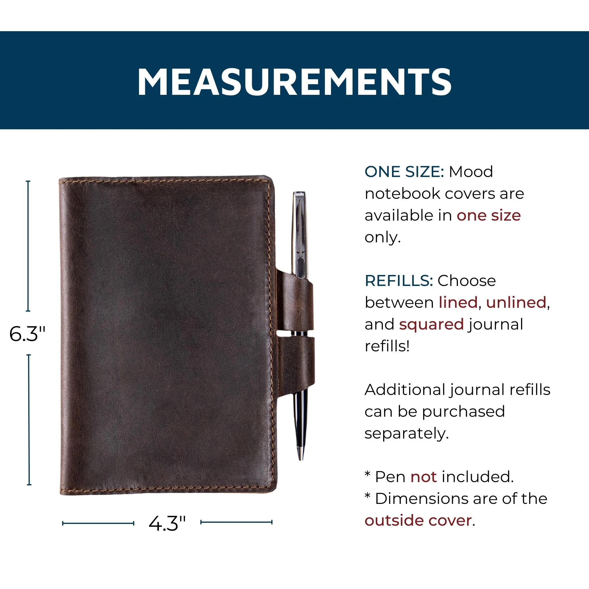 Mood | Leather Notebook Cover | Dark Brown - Image 4