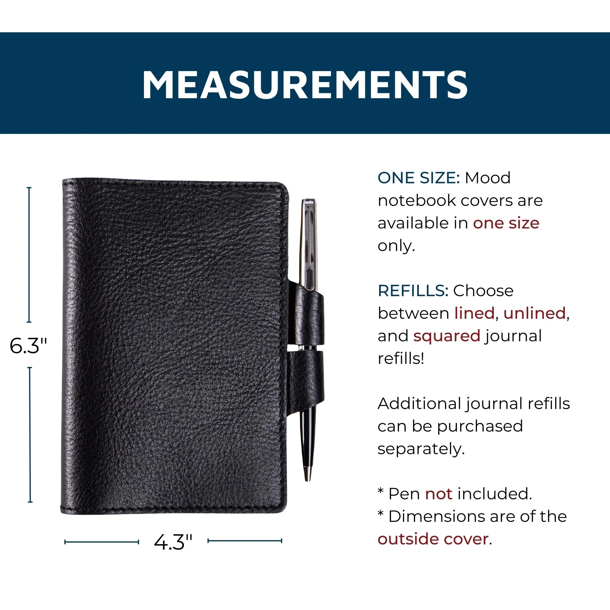 Mood | Leather Notebook Cover | Black - Image 4