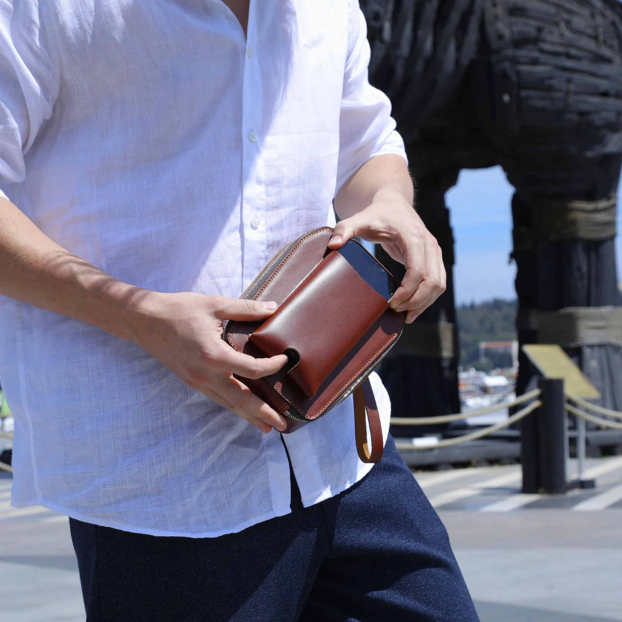 Pax | Italian Leather Clutch Bag | Light Brown - Image 4