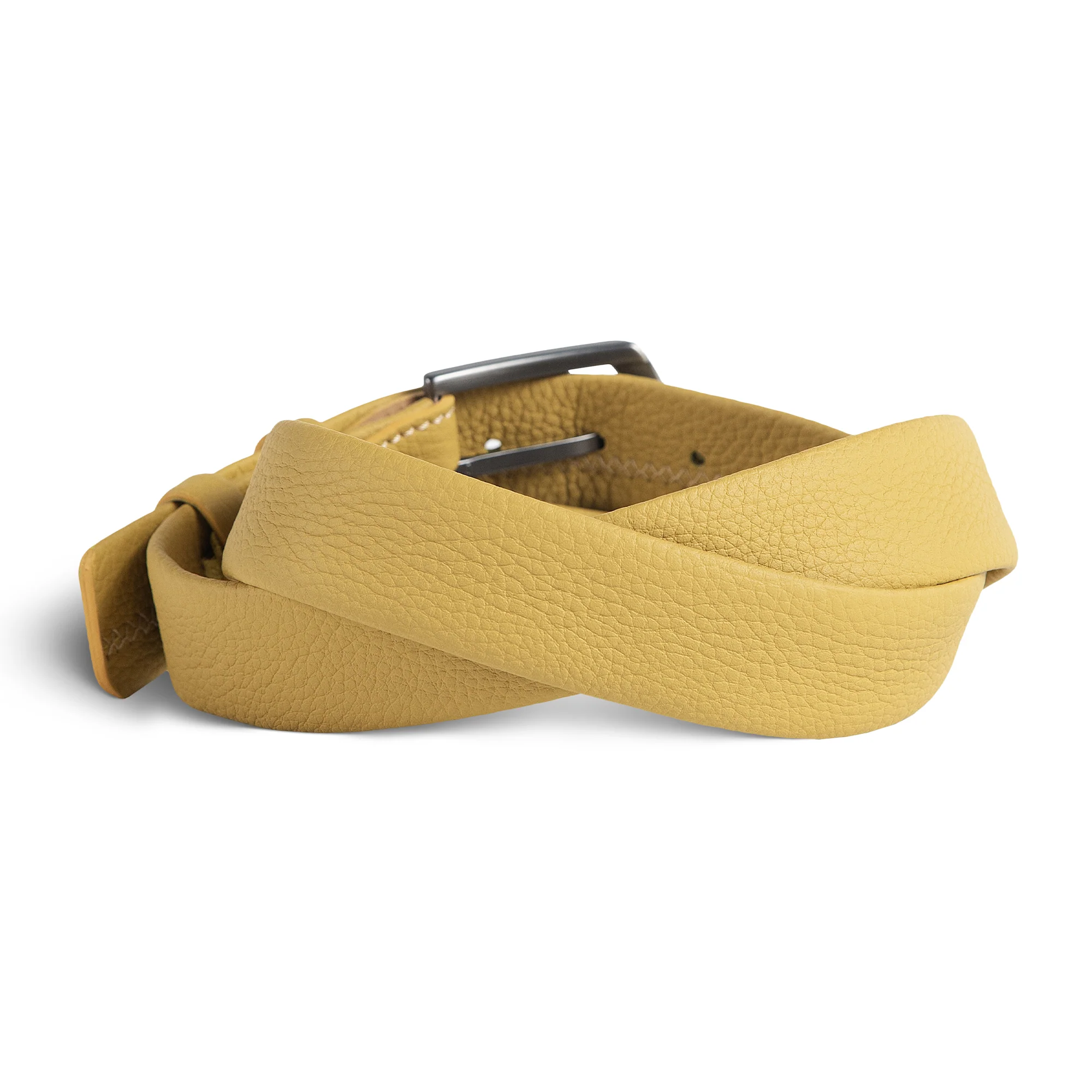 Mens Fashion Leather Belt | Preston | Canary - Image 4