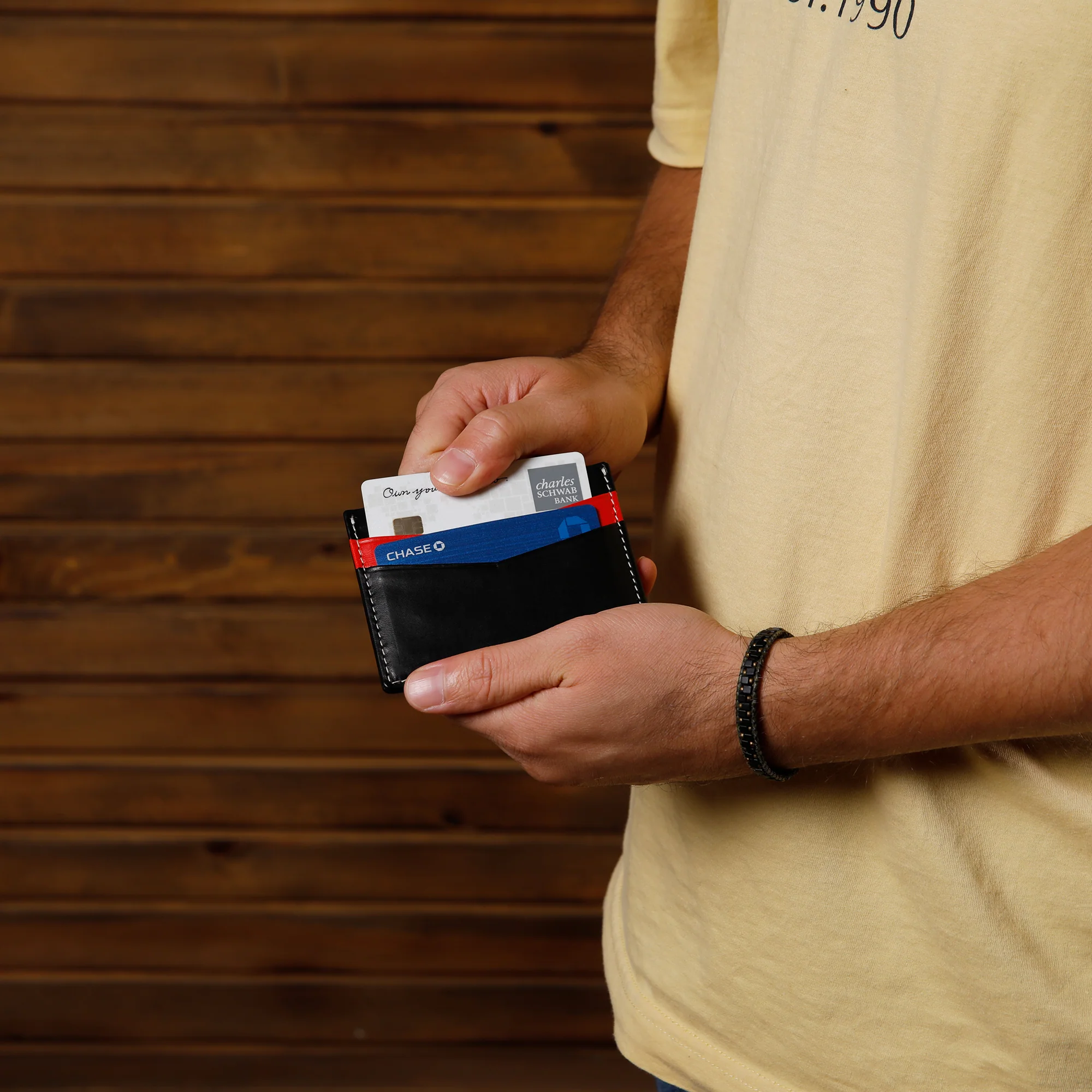 Ricky | Italian Leather Card Holder | Black & Red - Image 3