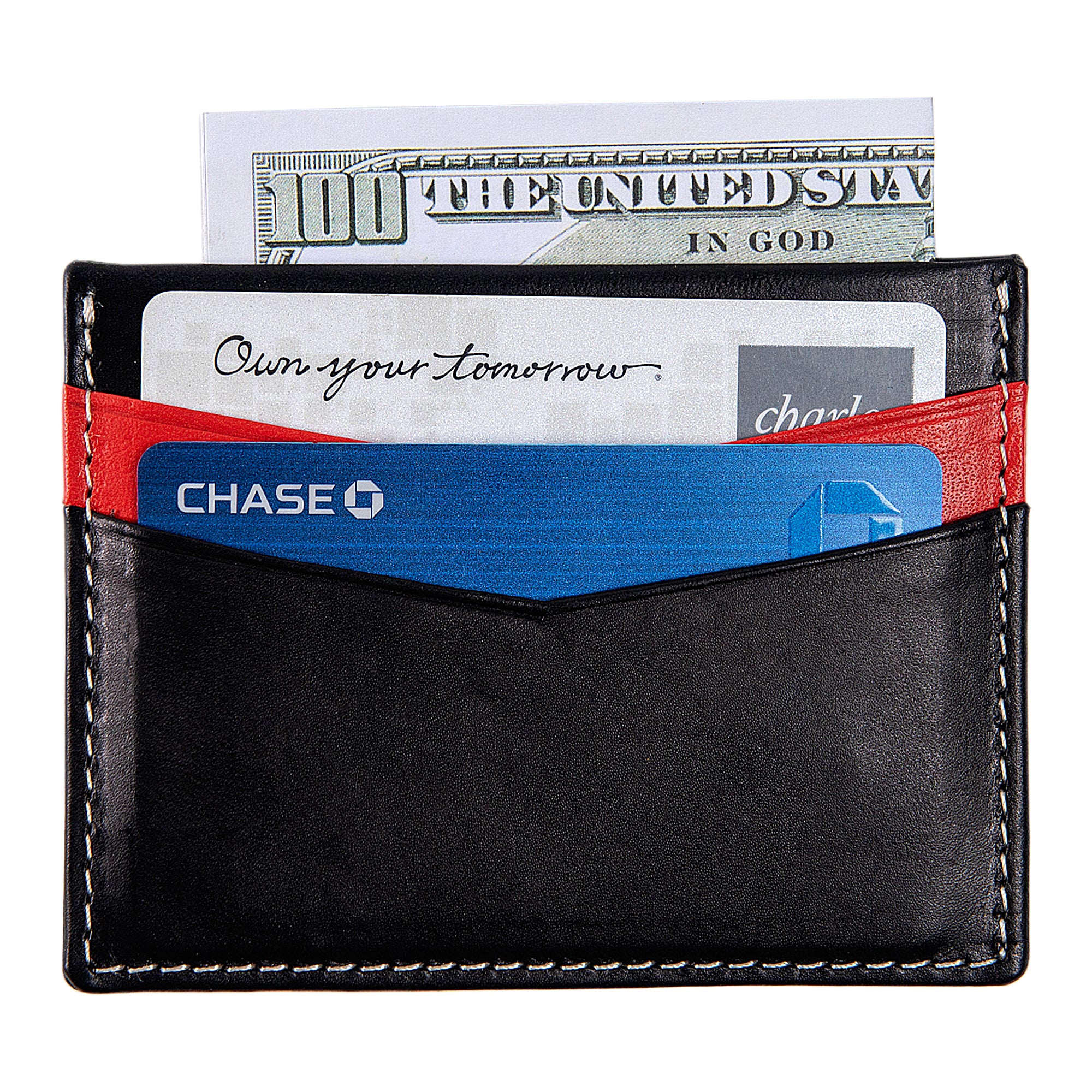 Ricky | Italian Leather Card Holder | Black & Red - Image 5