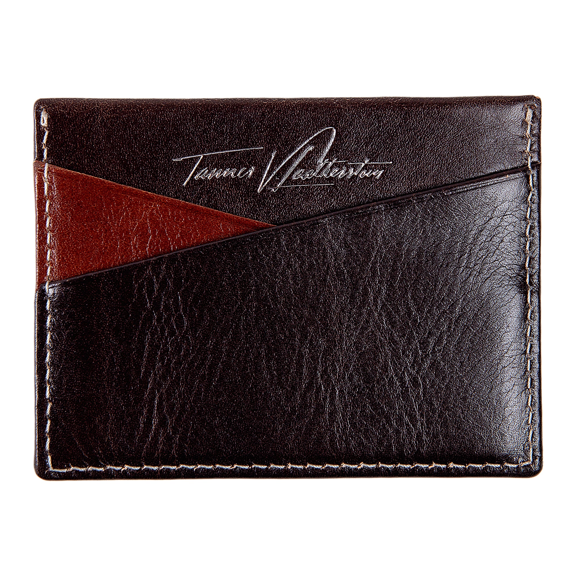 Ricky | Italian Leather Card Holder | Dark Brown & Rum - Image 4