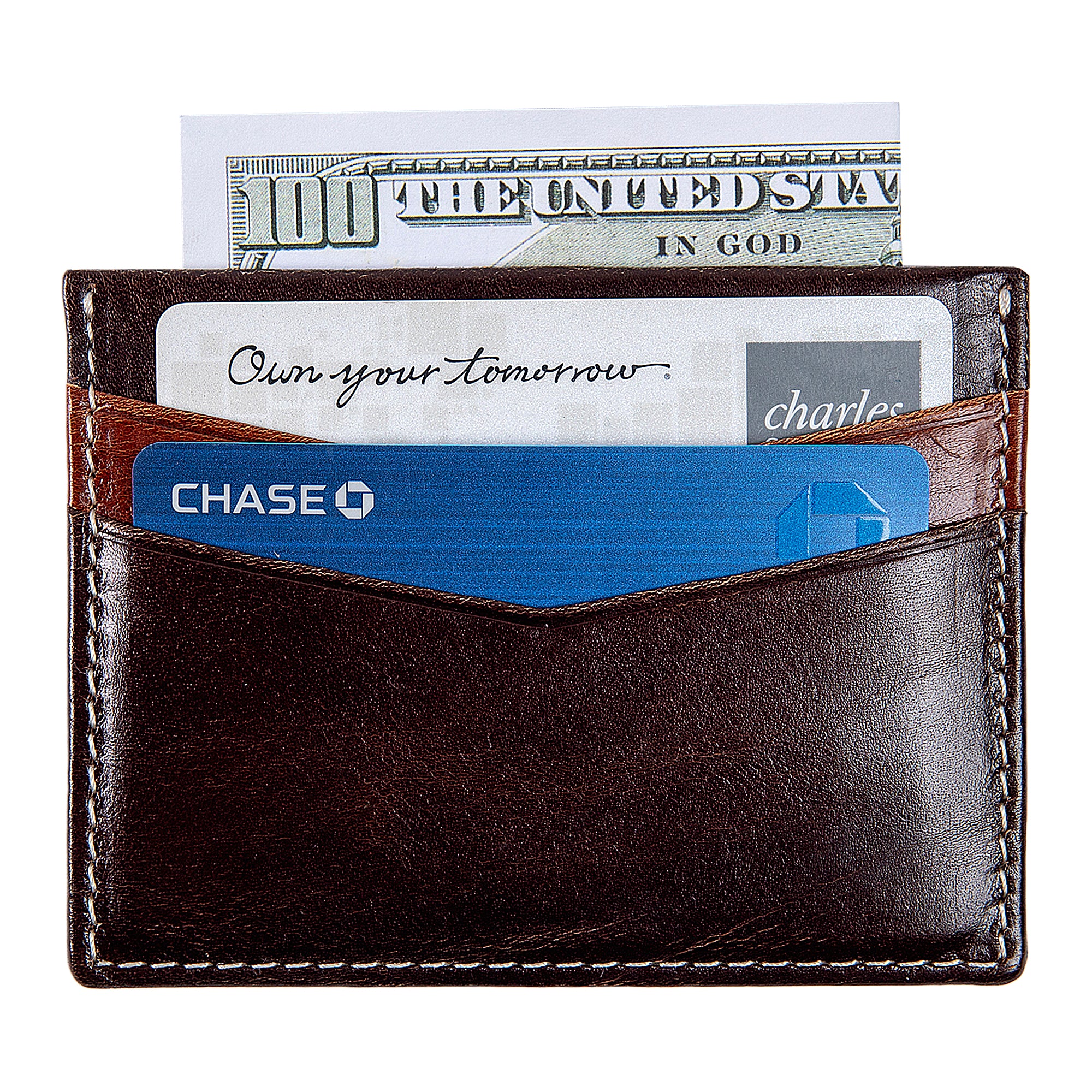 Ricky | Italian Leather Card Holder | Dark Brown & Rum - Image 5