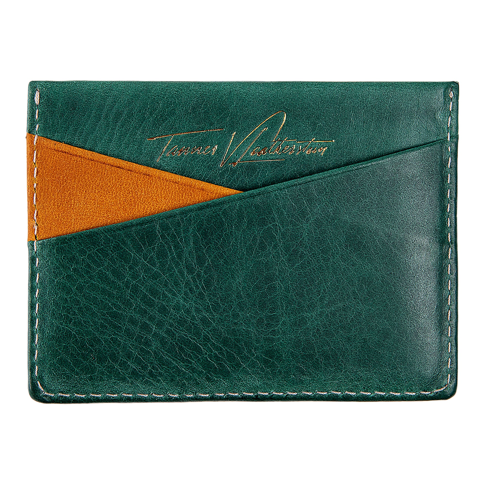 Ricky | Italian Leather Card Holder | Green & Yellow - Image 4
