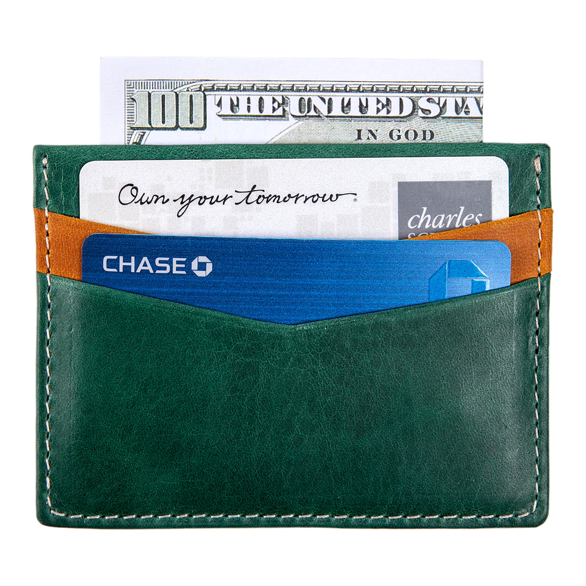 Ricky | Italian Leather Card Holder | Green & Yellow - Image 5