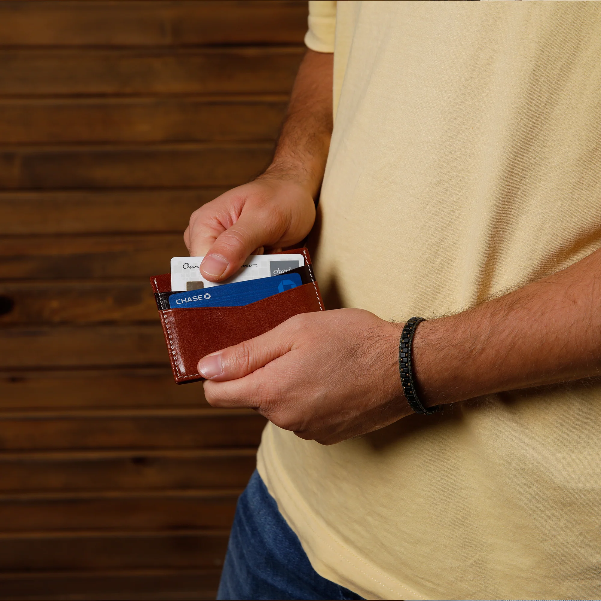 Ricky | Italian Leather Card Holder | Rum & Dark Brown - Image 3