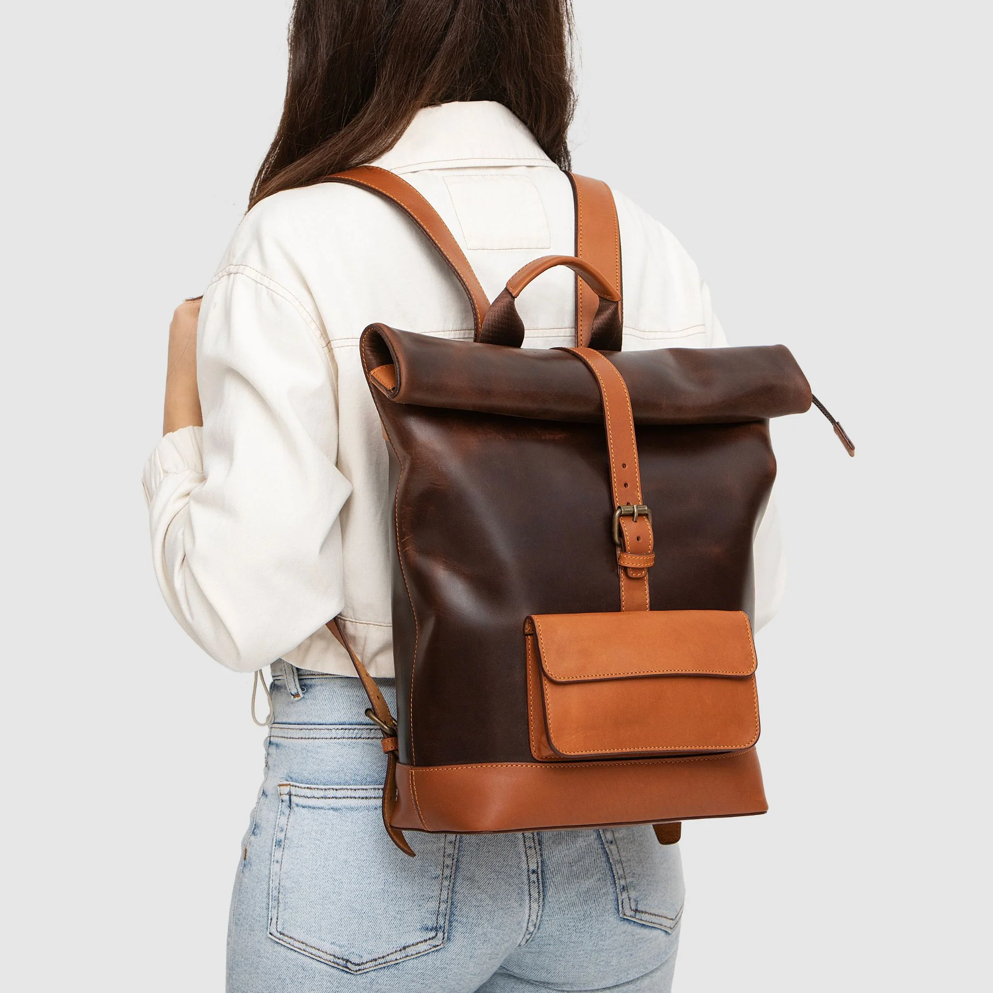 Rocky | Rolltop Backpack | Antique Brown - Image 6