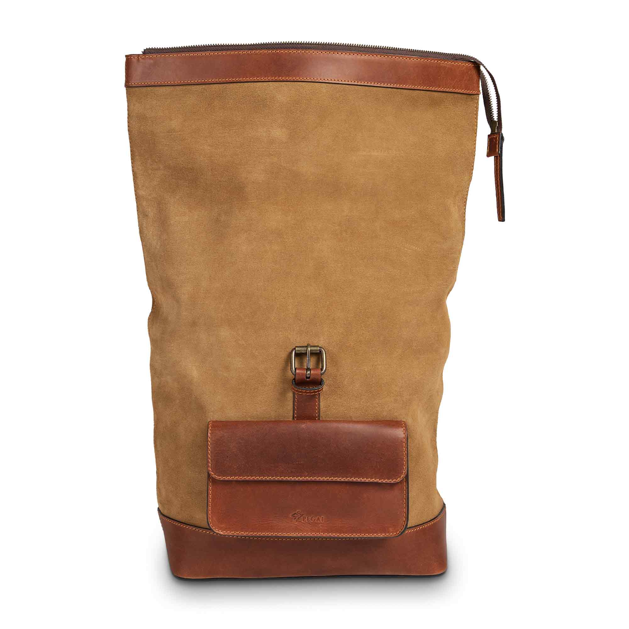 Rocky | Suede Rolltop Backpack | Mustard - Image 3