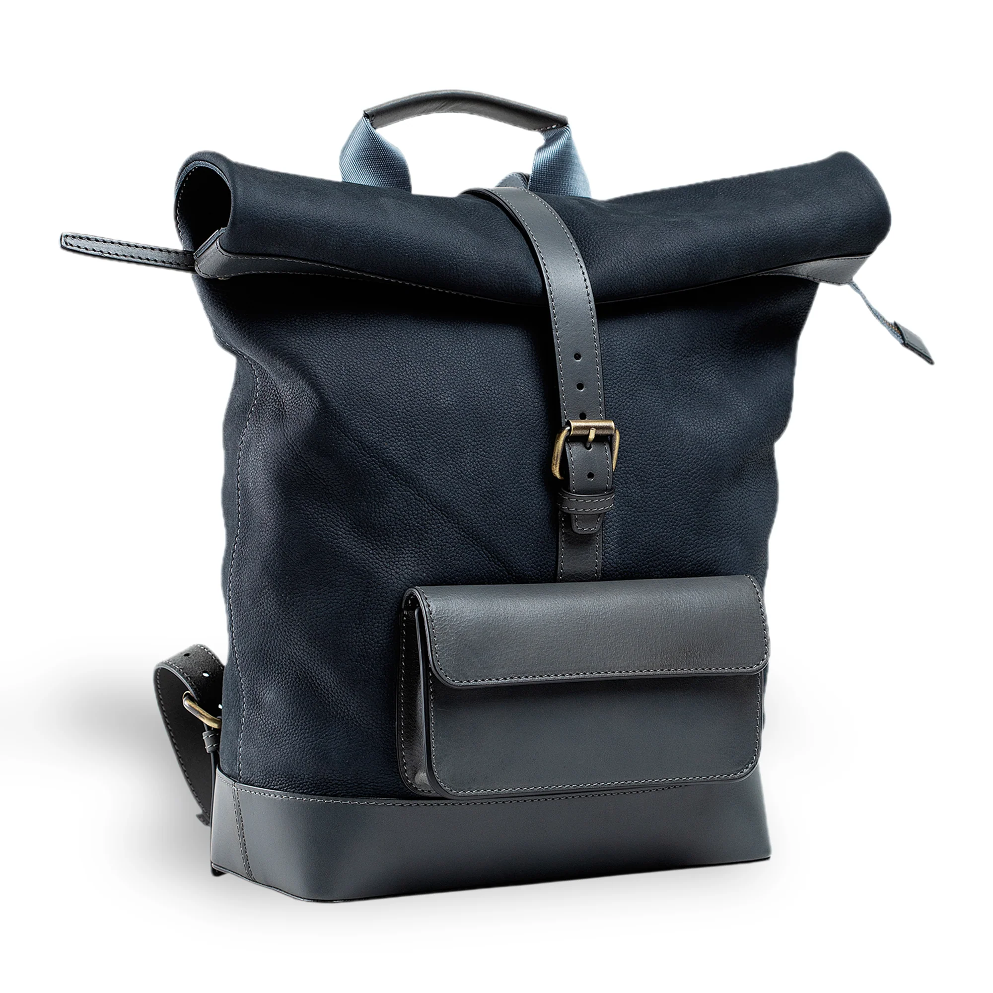Rocky | Suede Rolltop Backpack | Blue - Image 3